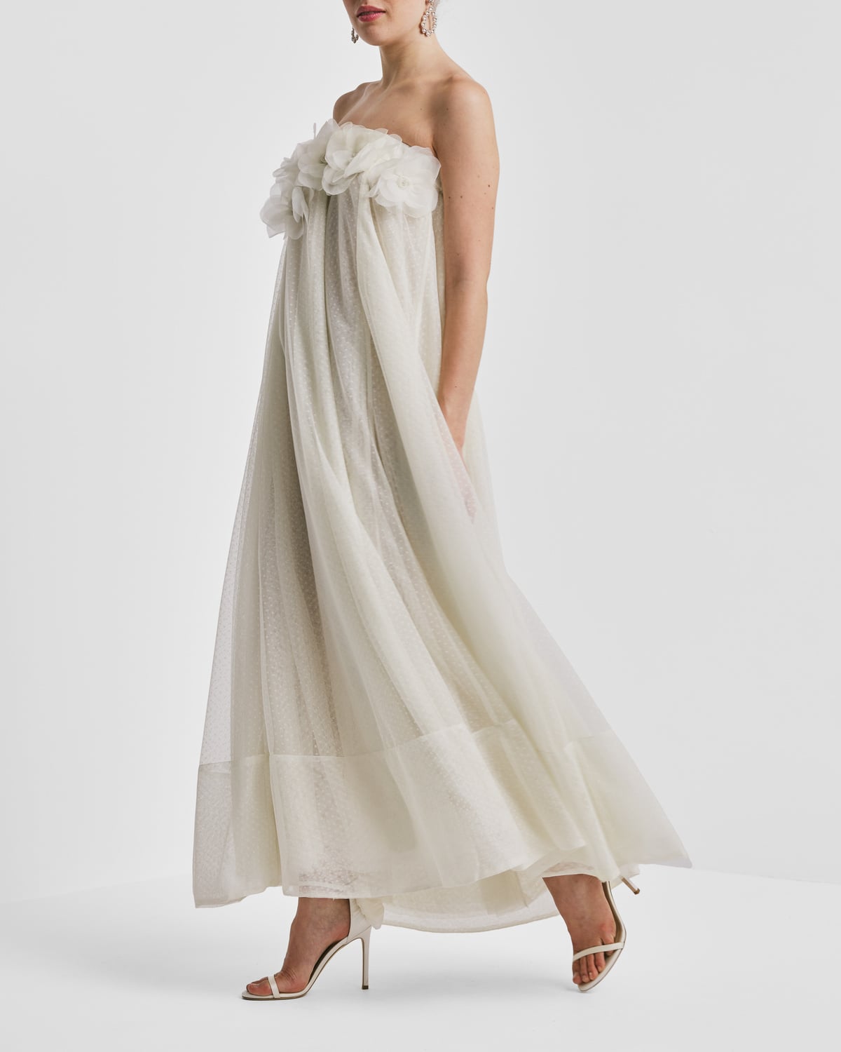 Tulle Decorated Dress, Vintage White. Image #1