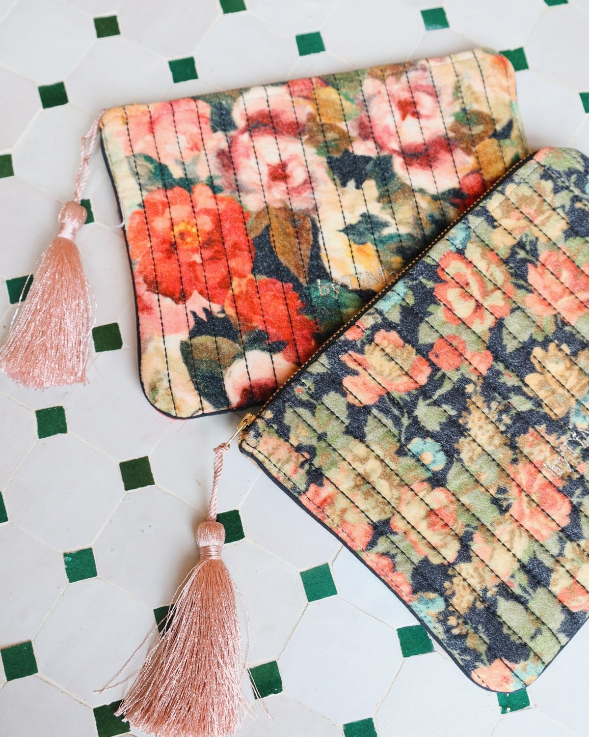 Zipper Pouch Velvet, Night Garden. Image #1