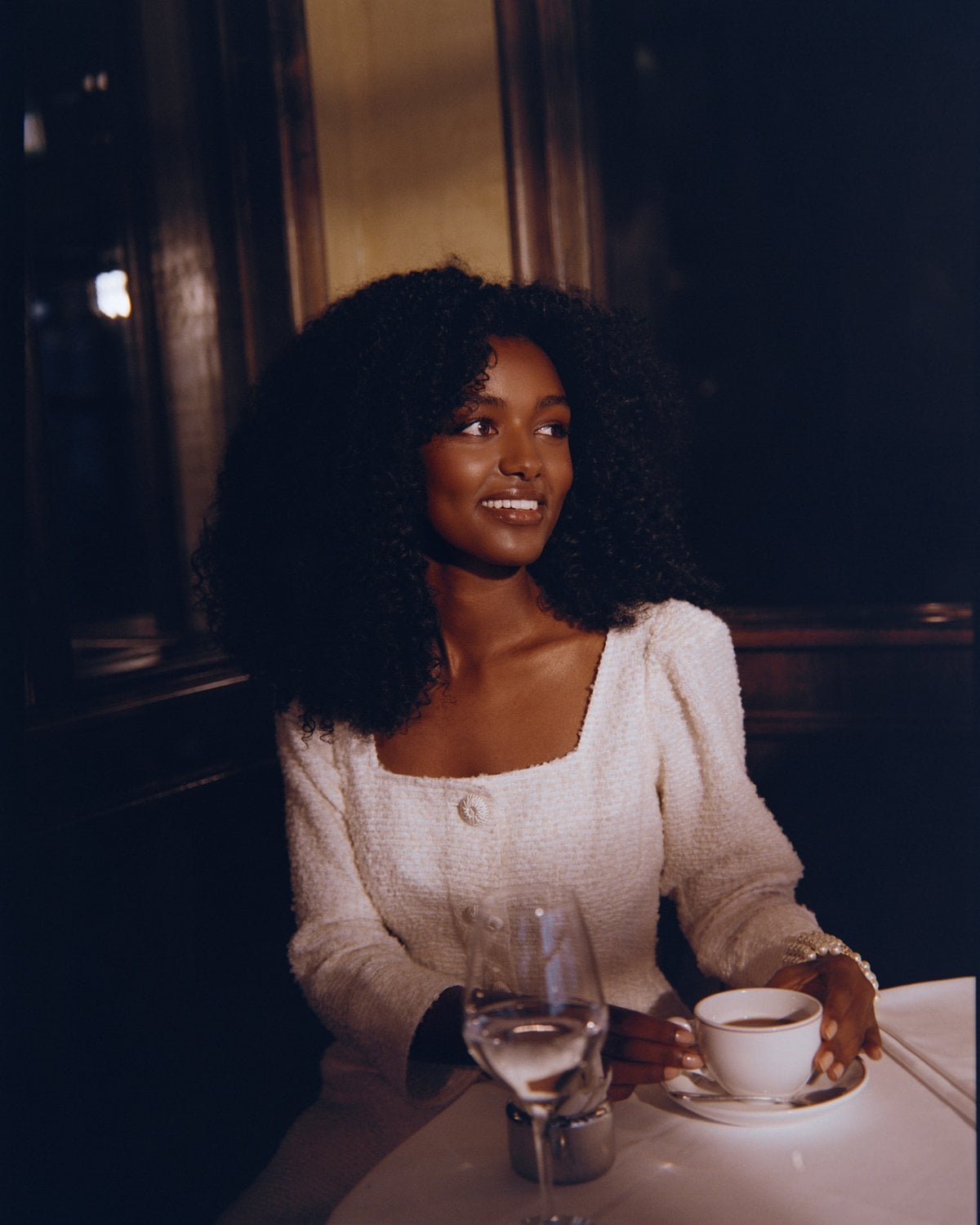 Bouclé Mini Dress, Off White. Image #2