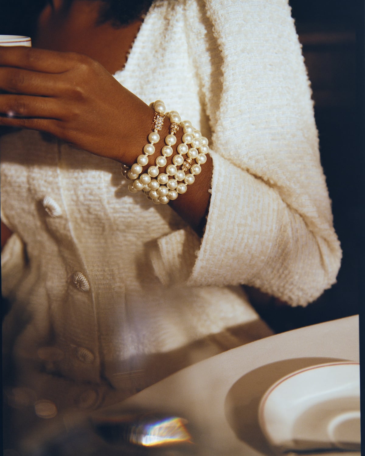 Bouclé Mini Dress, Off White. Image #6