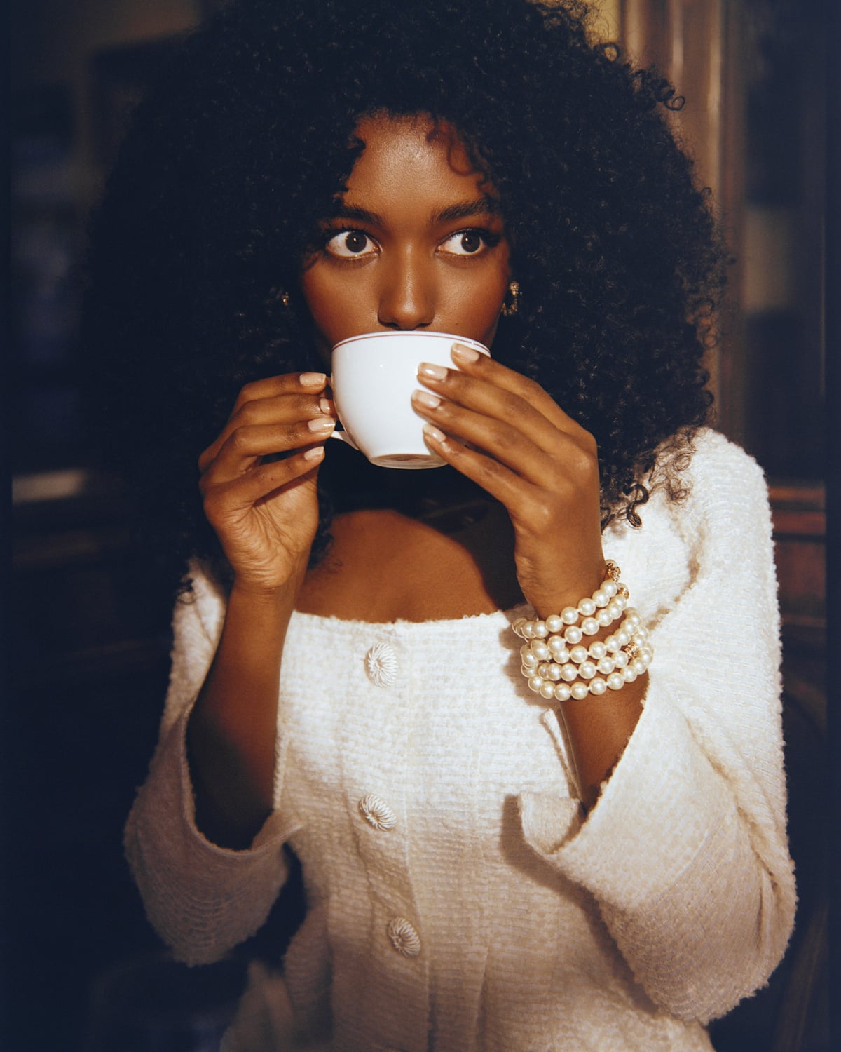 Bouclé Mini Dress, Off White. Image #3