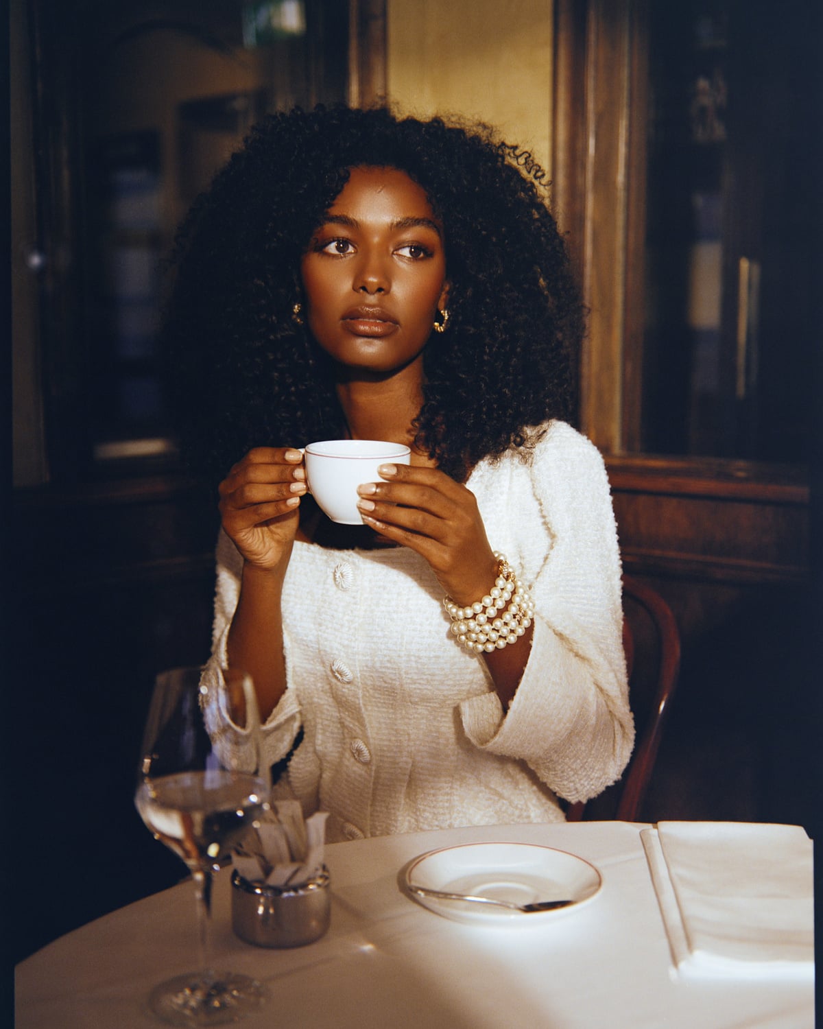 Bouclé Mini Dress, Off White. Image #1