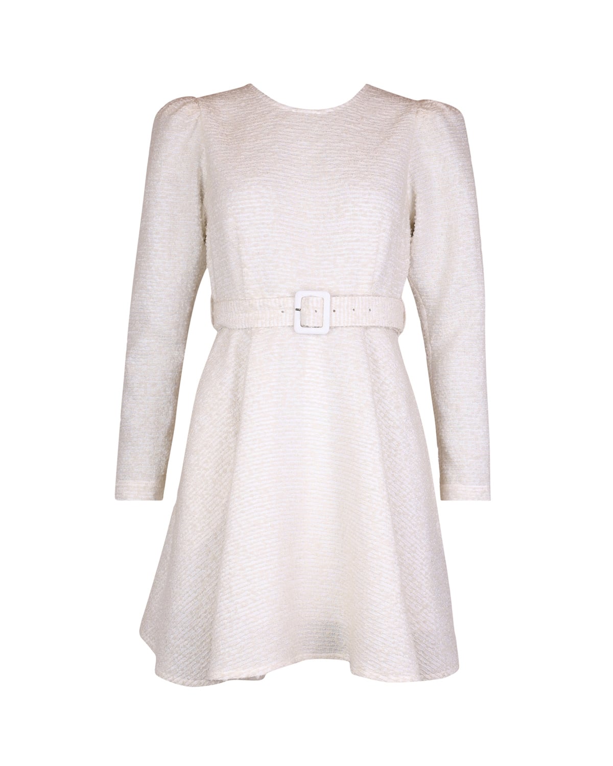 Bouclé Belt Dress, Off White. Image #1