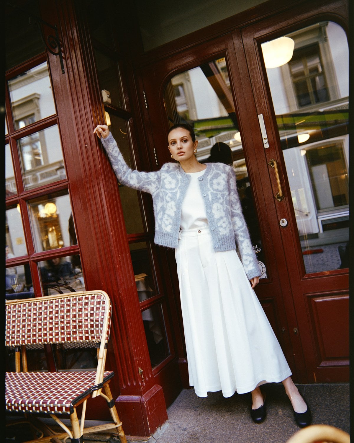 Jacquard Knit Jacket, Sky Blue. Image #9