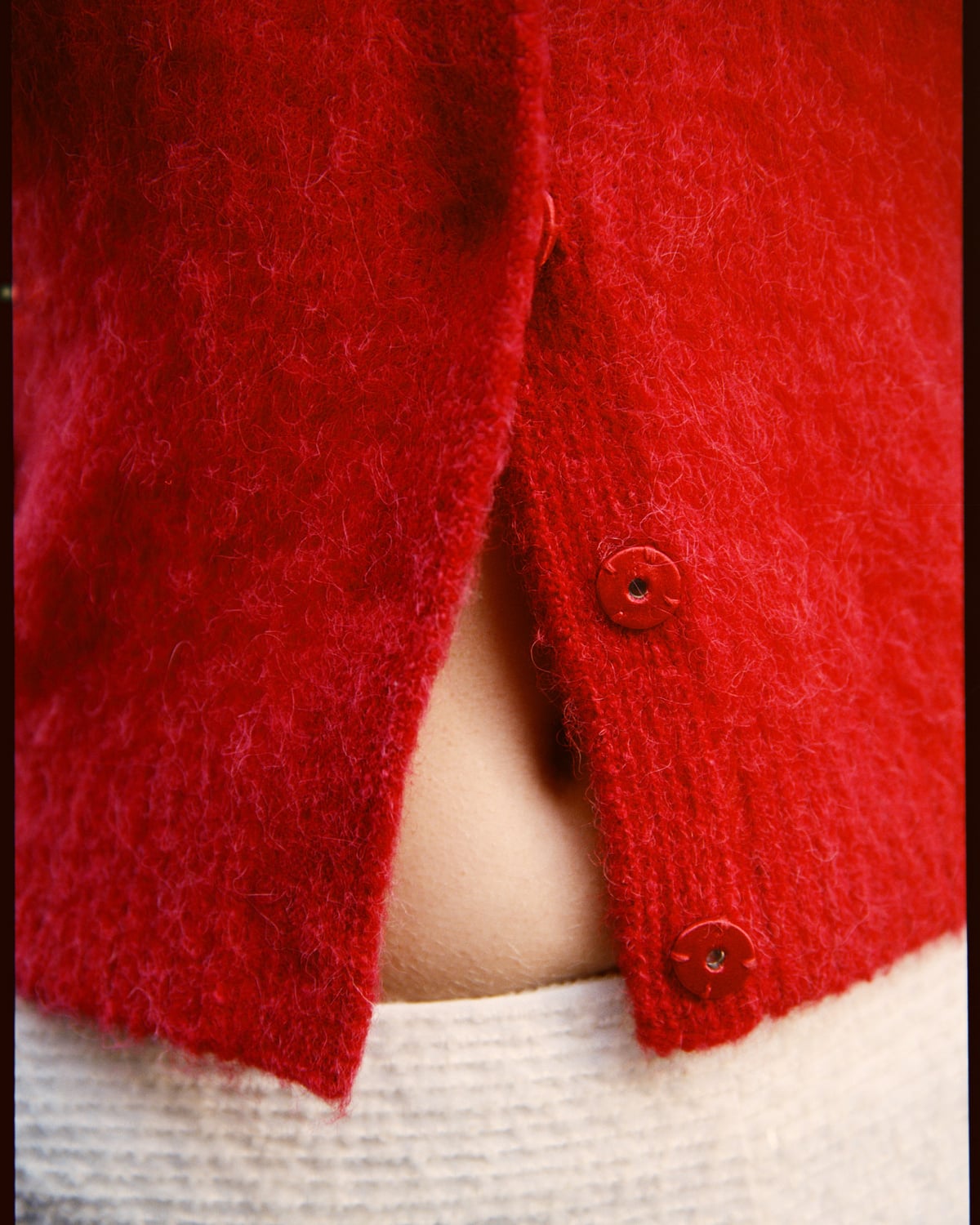 Hairy Knit Jacket, Red. Image #7