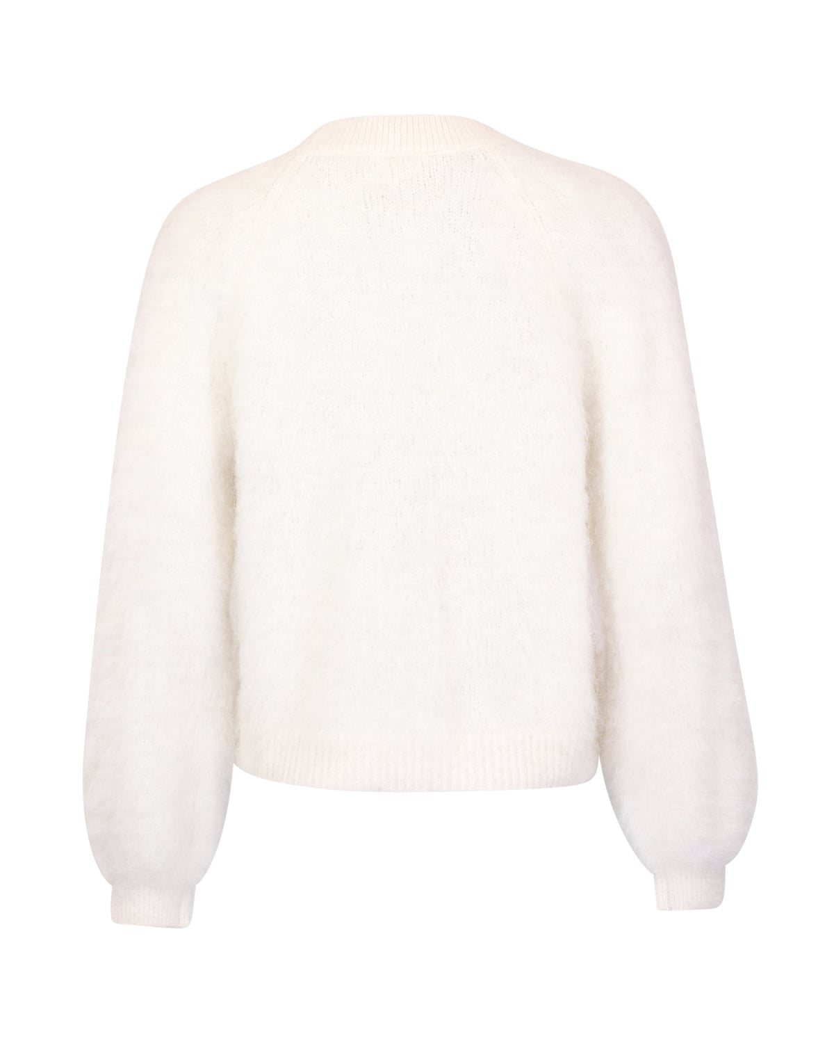 Hairy Knit V-Neck Jacket, Off White. Image #2