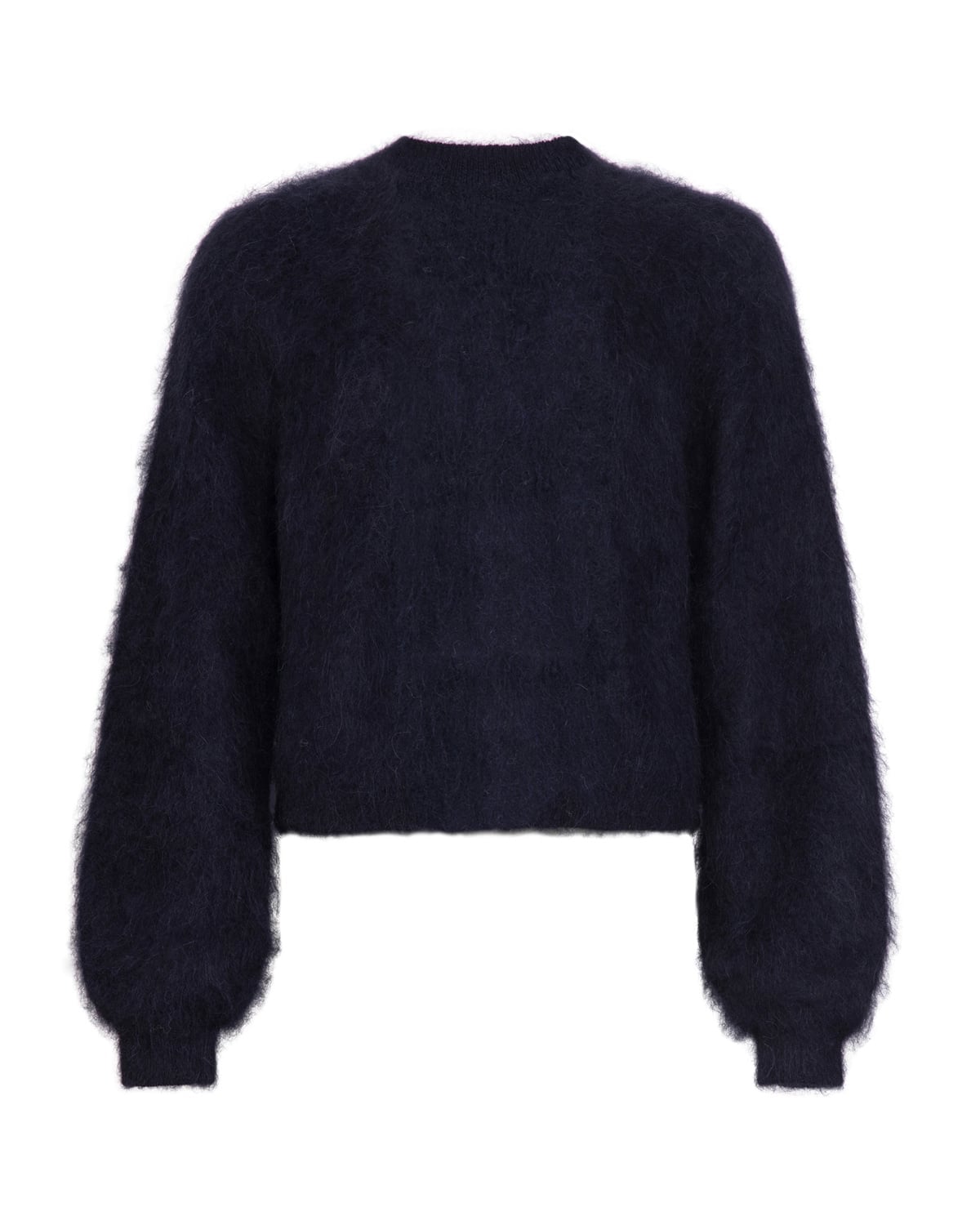 Hairy Knit V-Neck Jacket, Navy. Image #2
