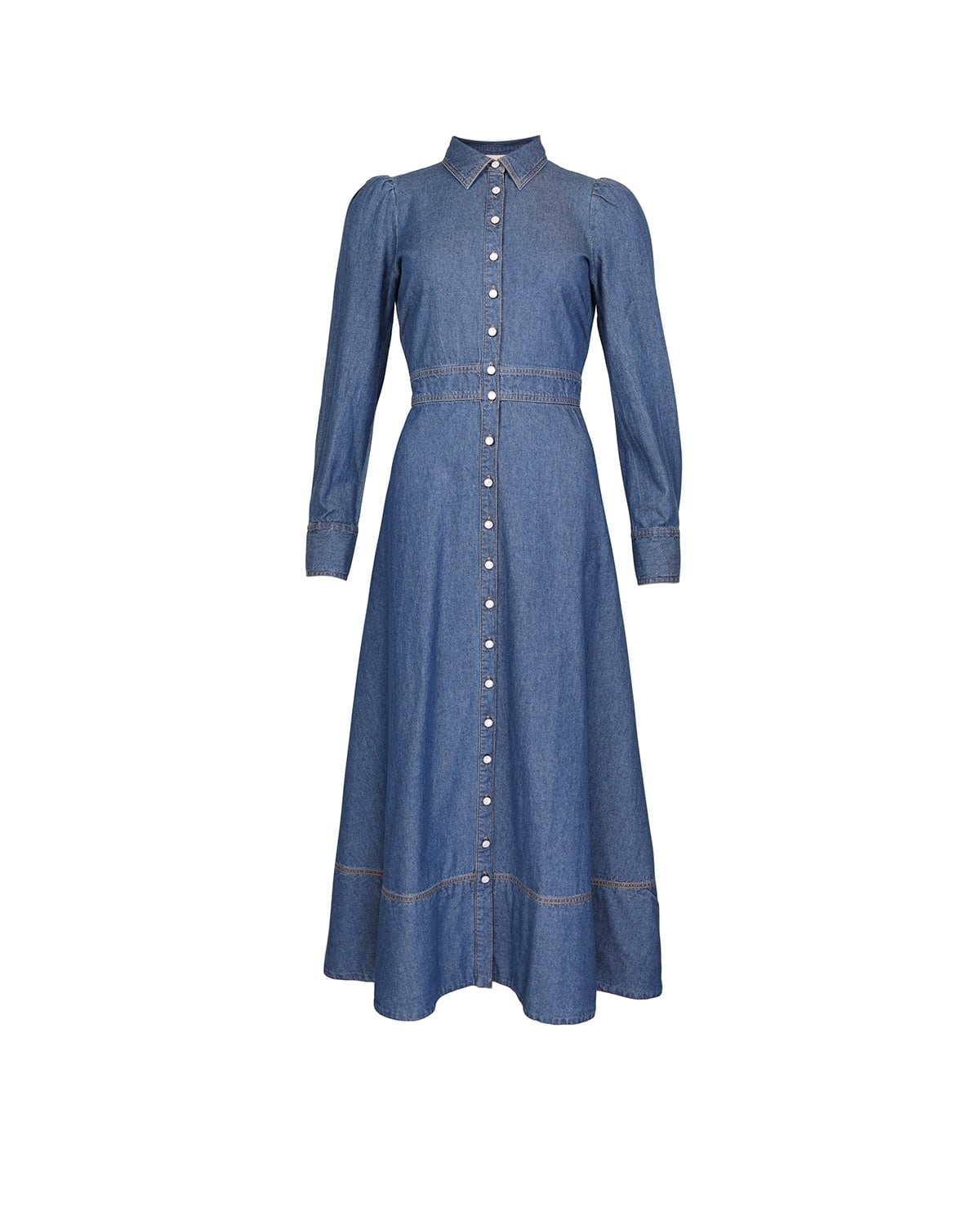 Denim Button-Down Dress, French Blue. Image #1