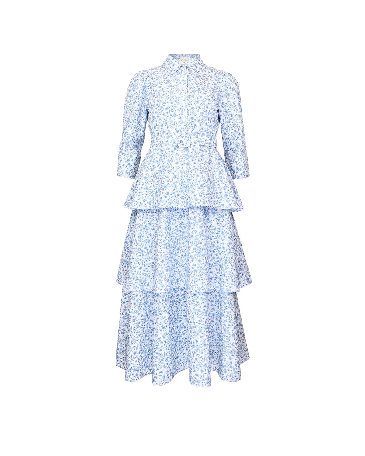 Poplin Flounce Dress, Azure Meadow. Image #1