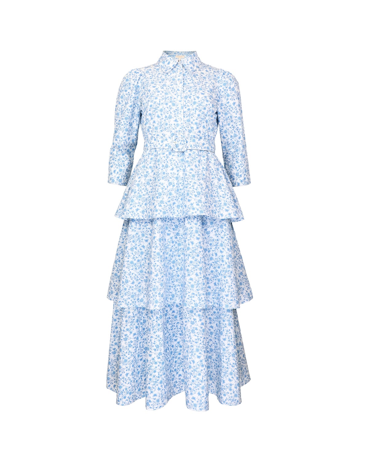 Poplin Flounce Dress, Azure Meadow. Image #1