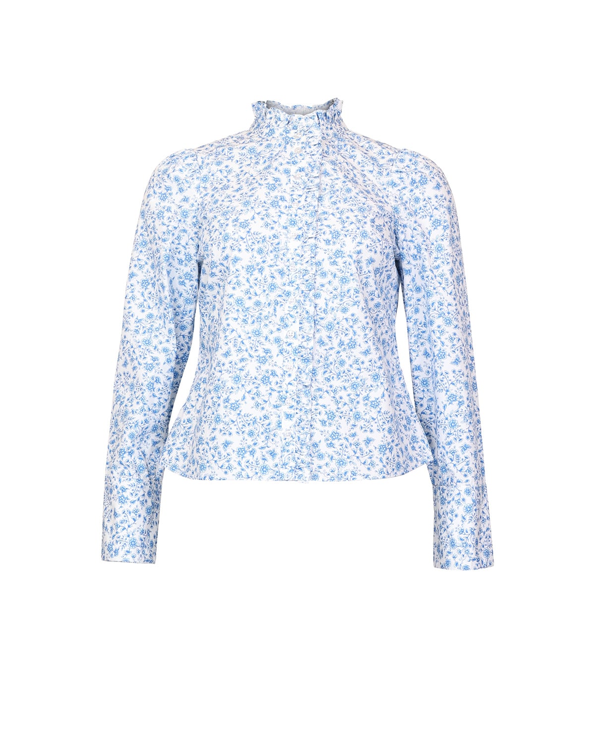 Poplin Ruffle Shirt, Azure Meadow. Image #1