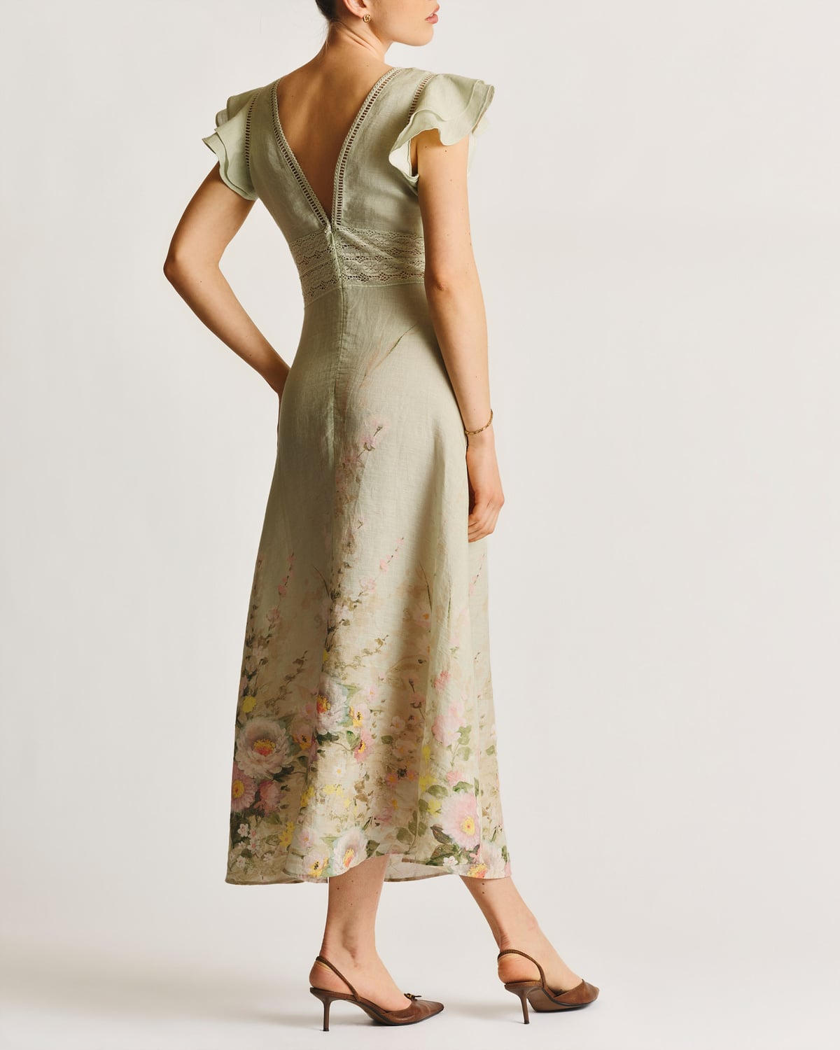 Linen V-Neck Dress, Harmony. Image #4