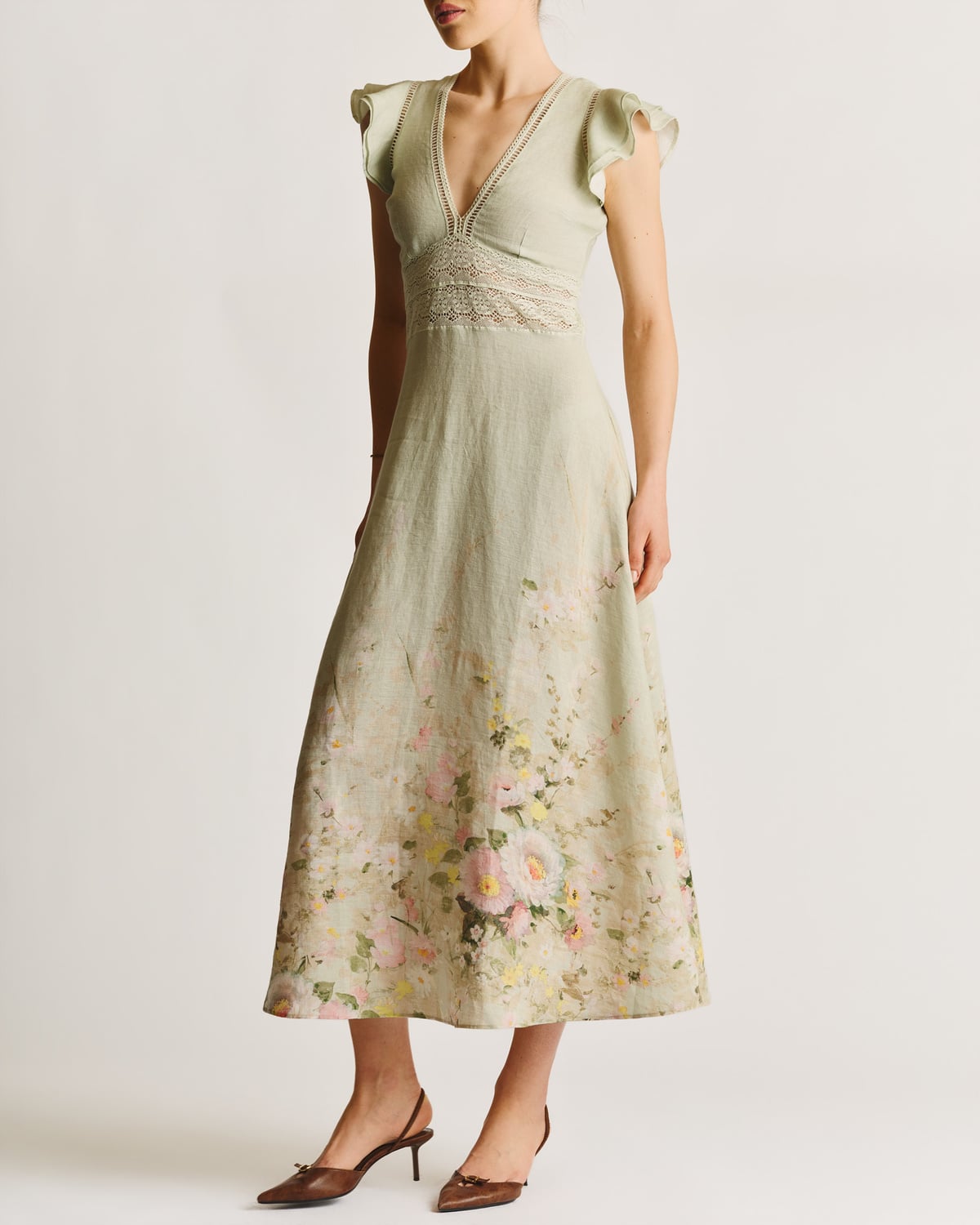 Linen V-Neck Dress, Harmony. Image #2