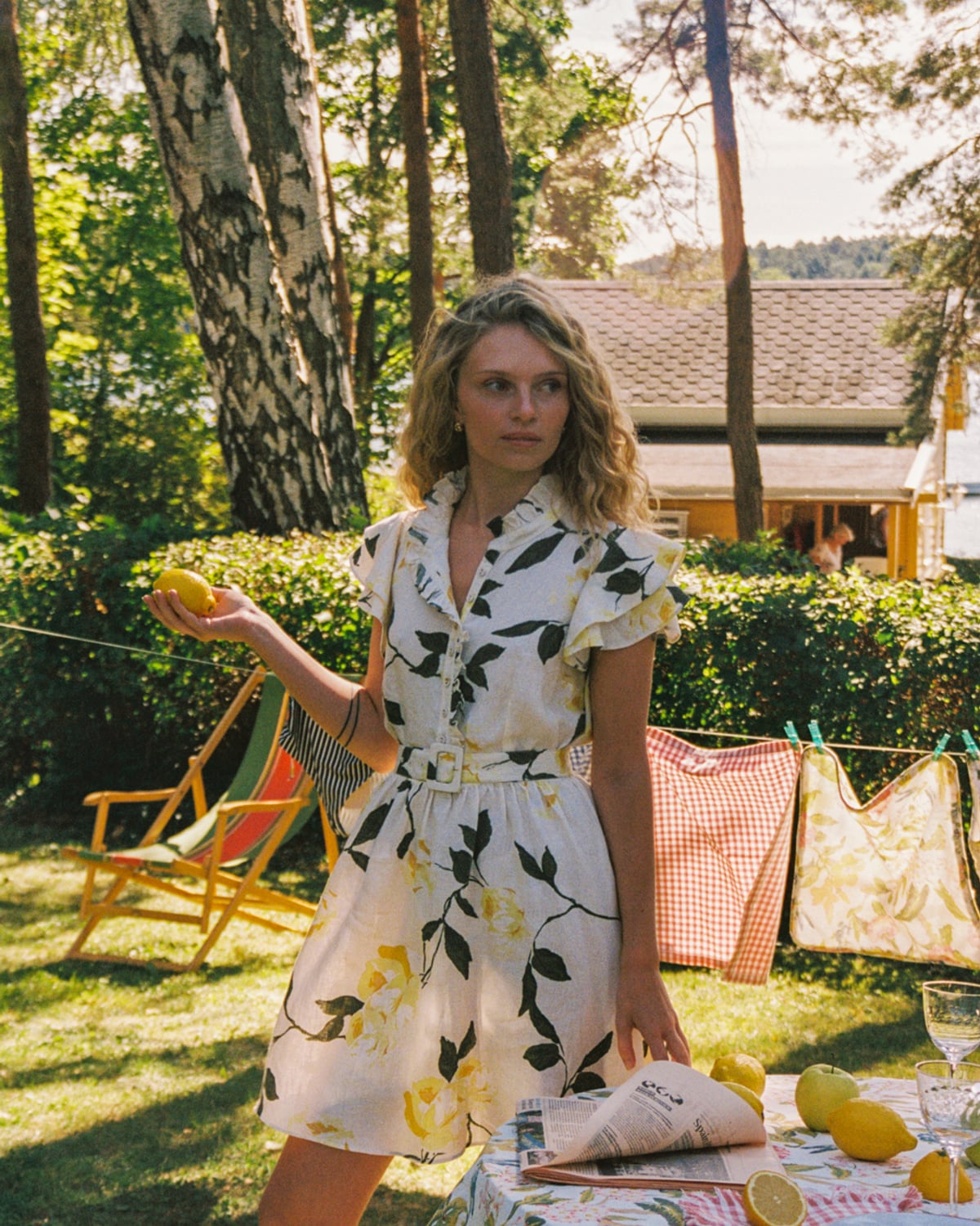 Linen Ruffle Dress, Sunlight. Image #1