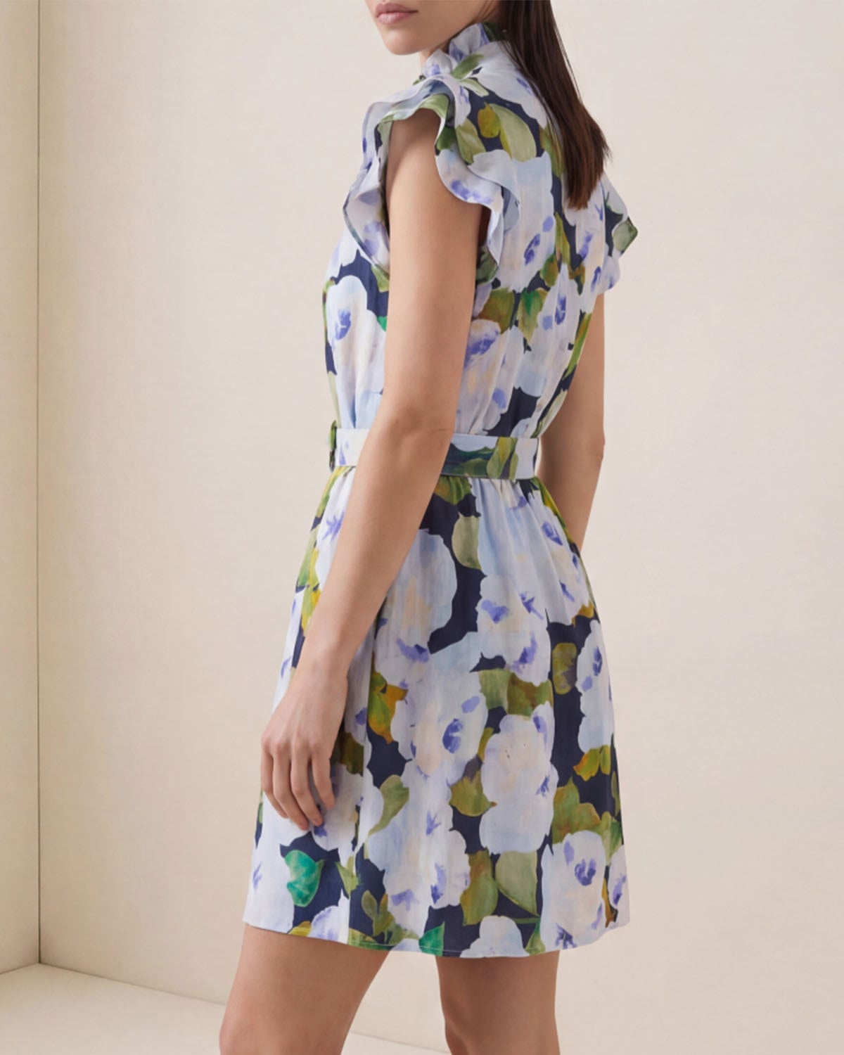 Linen Ruffle Dress, Bluebell. Image #3