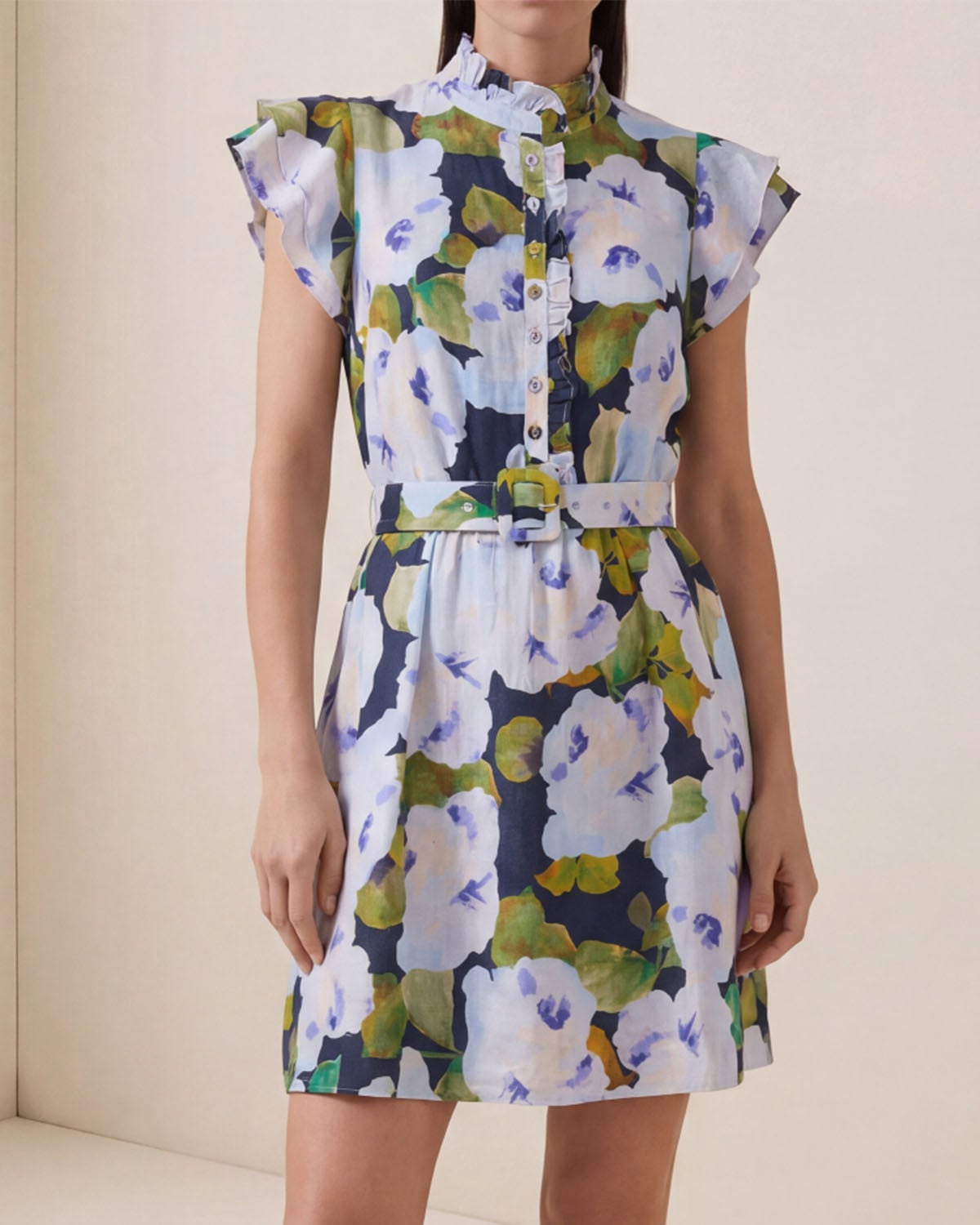 Linen Ruffle Dress, Bluebell. Image #2