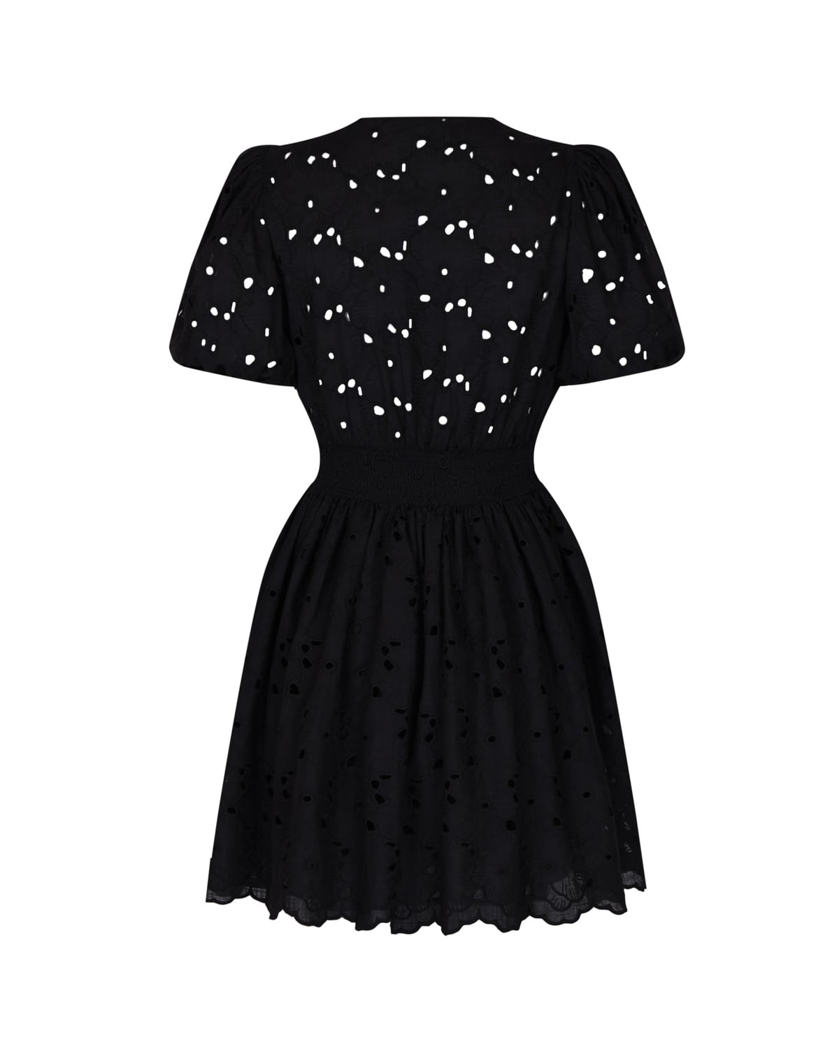 Broderie Anglaise Puffed Dress, Black. Image #4