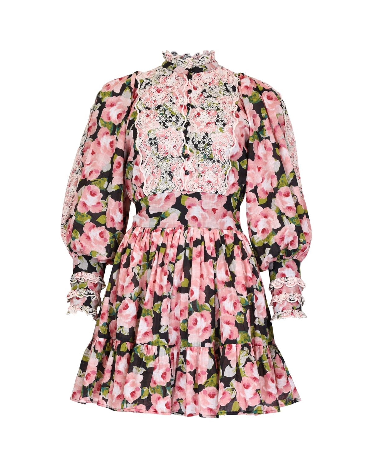 Cotton Slub Mini Dress, Rose Bouquet. Image #1