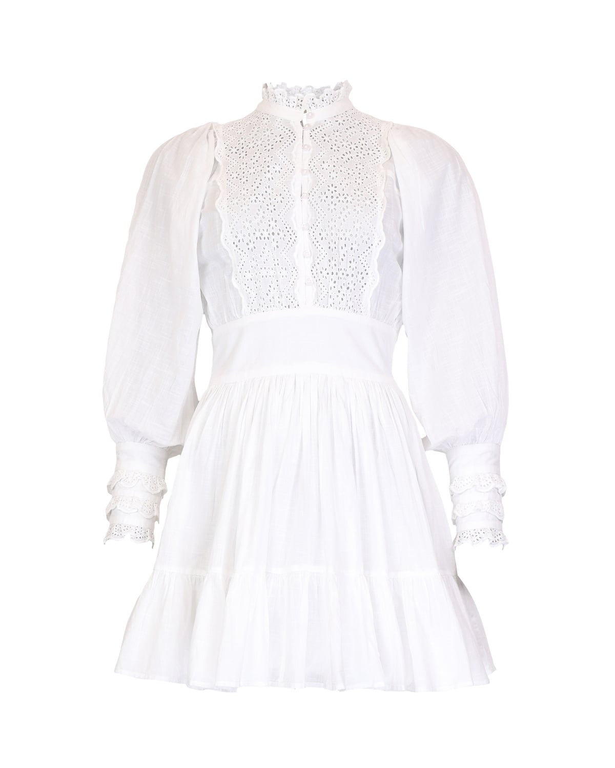 Cotton Slub Mini Dress, White. Image #1