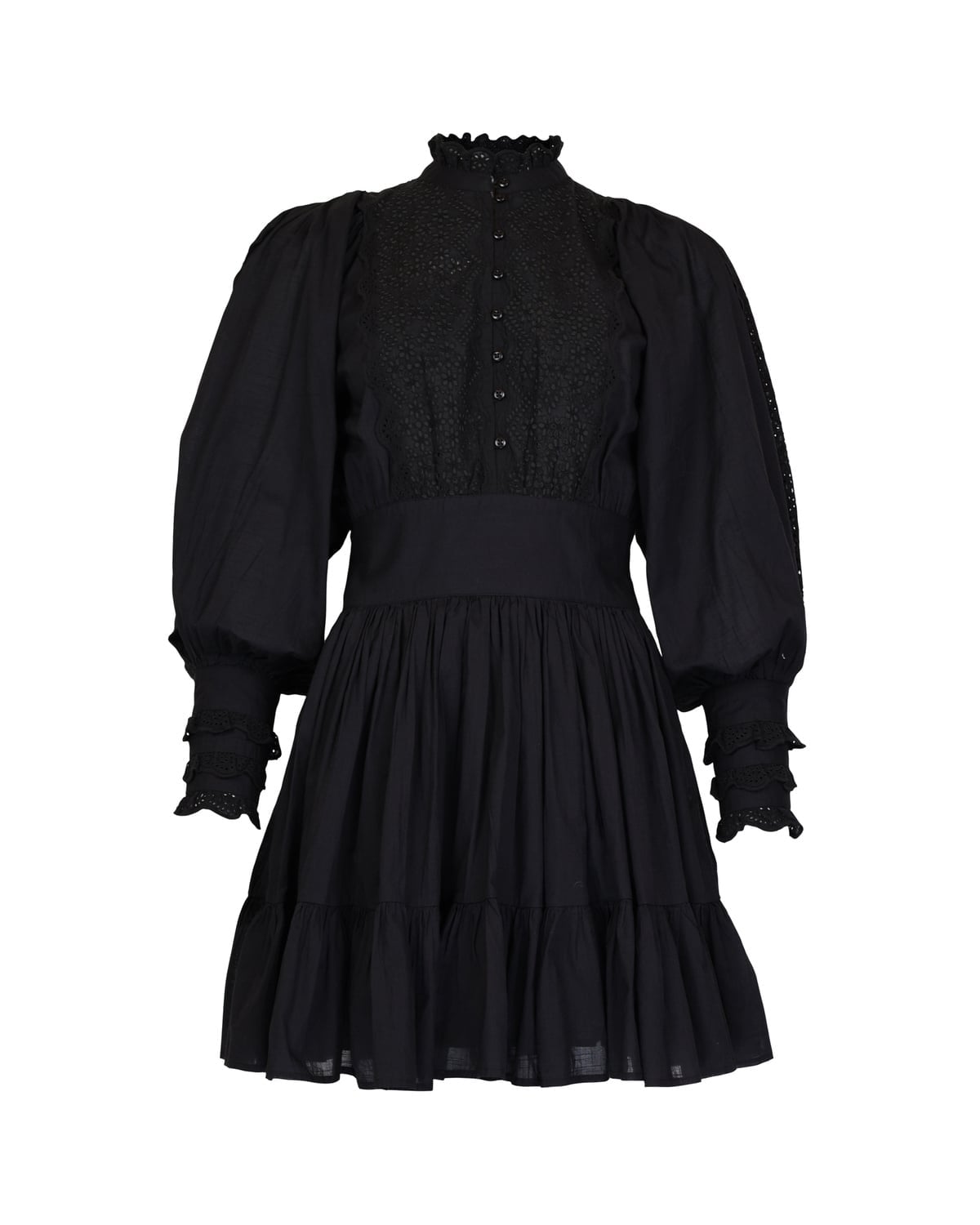 Cotton Slub Mini Dress, Black. Image #1