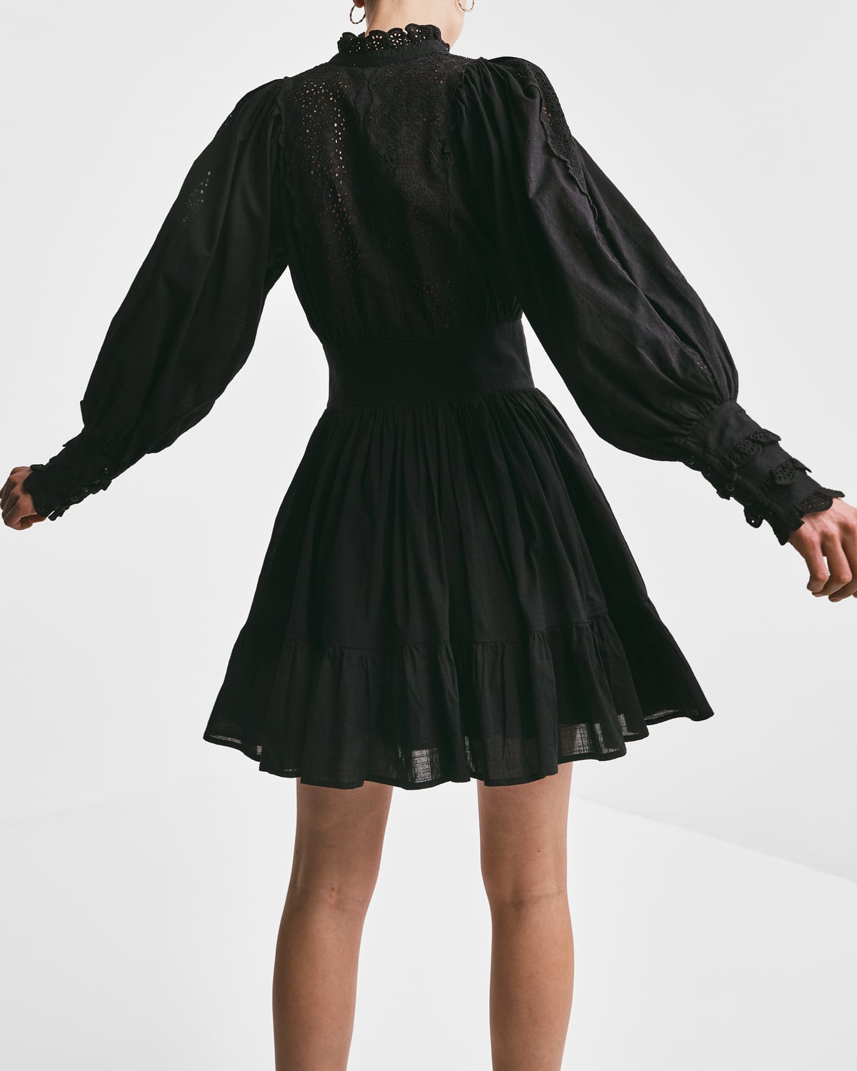 Cotton Slub Mini Dress, Black. Image #6