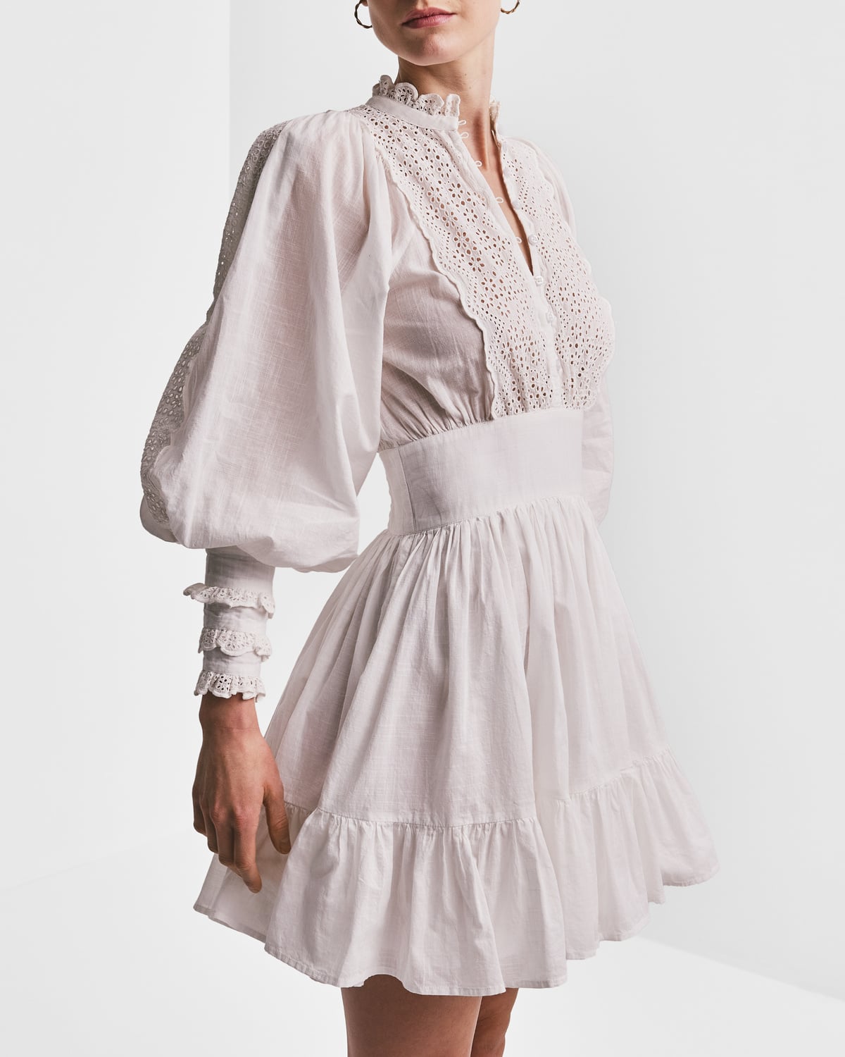 Cotton Slub Mini Dress, White. Image #4