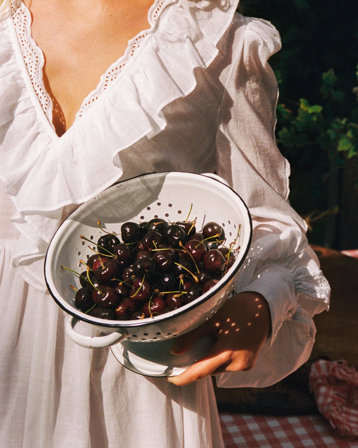 Cotton Slub V-Neck Dress, White. Image #1