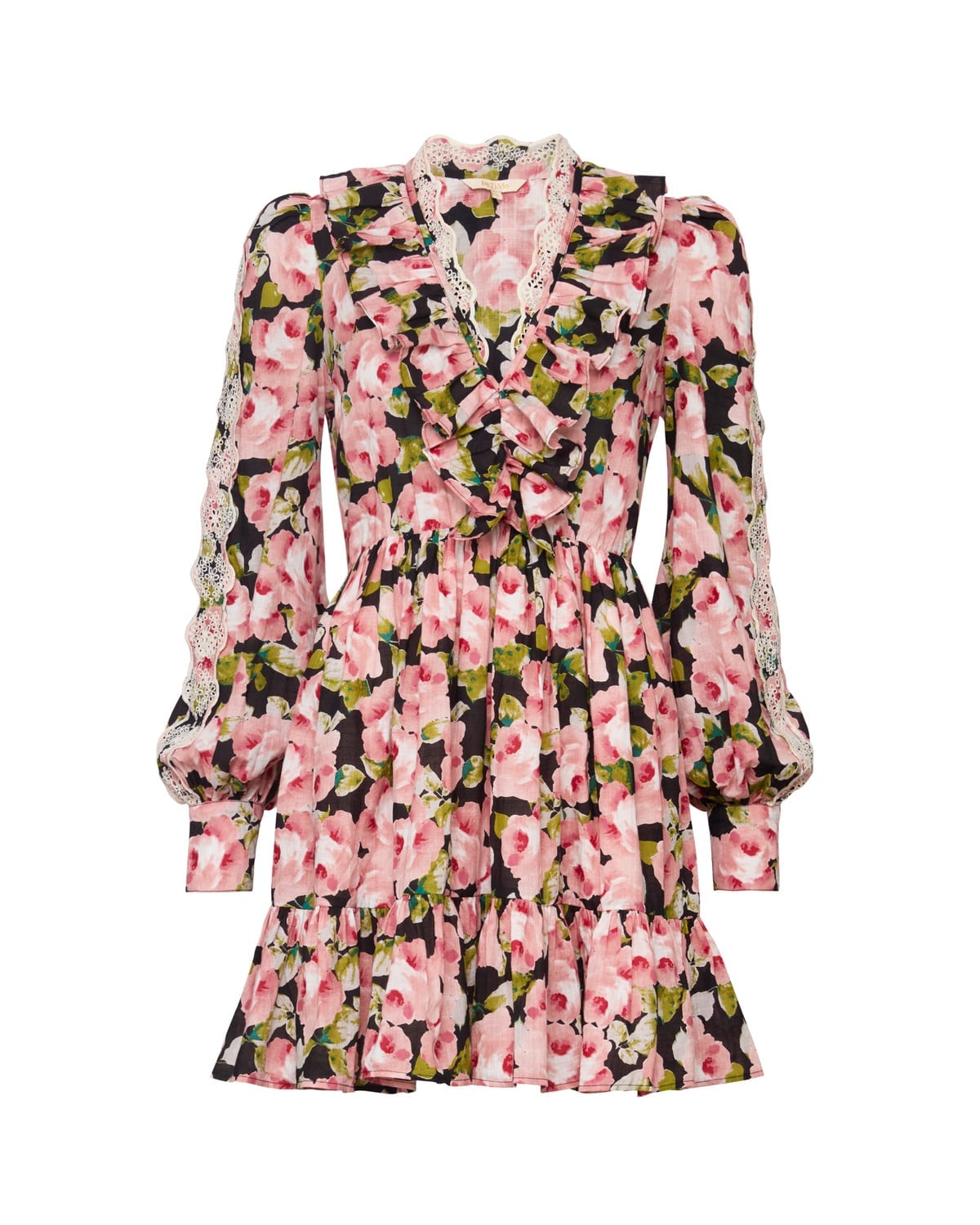 Cotton Slub V-Neck Dress, Rose Bouquet. Image #1