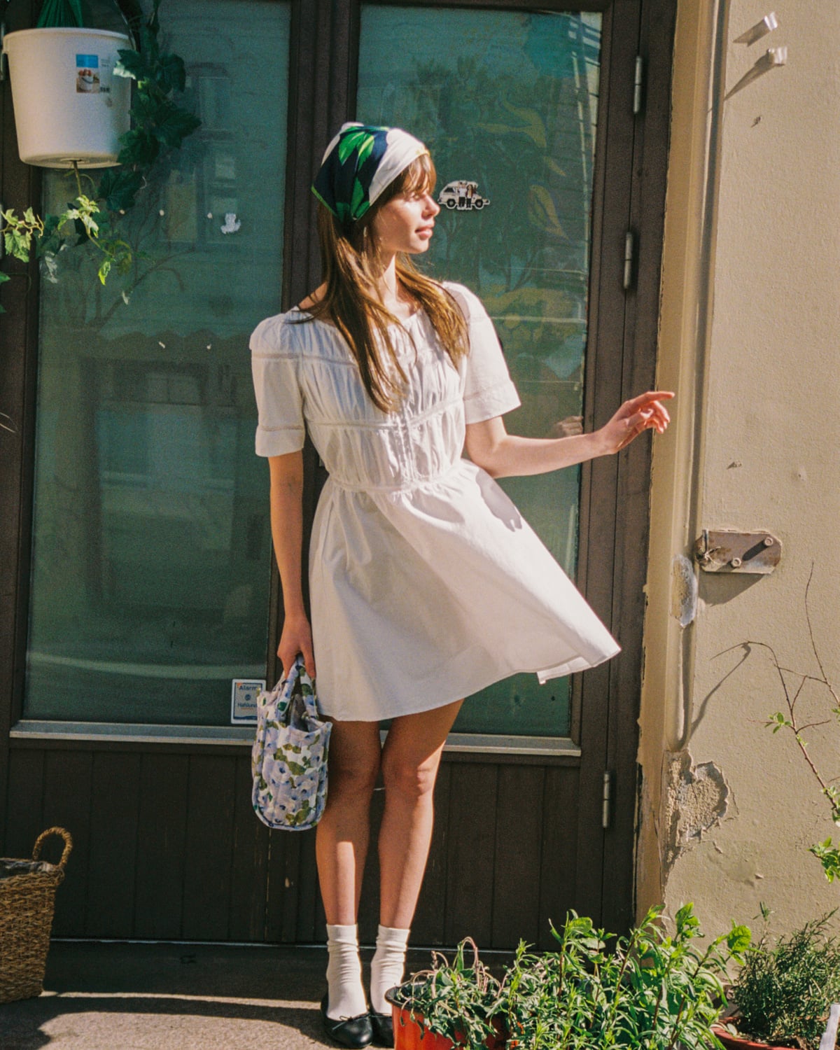 Poplin Decorated Dress, White. Image #3