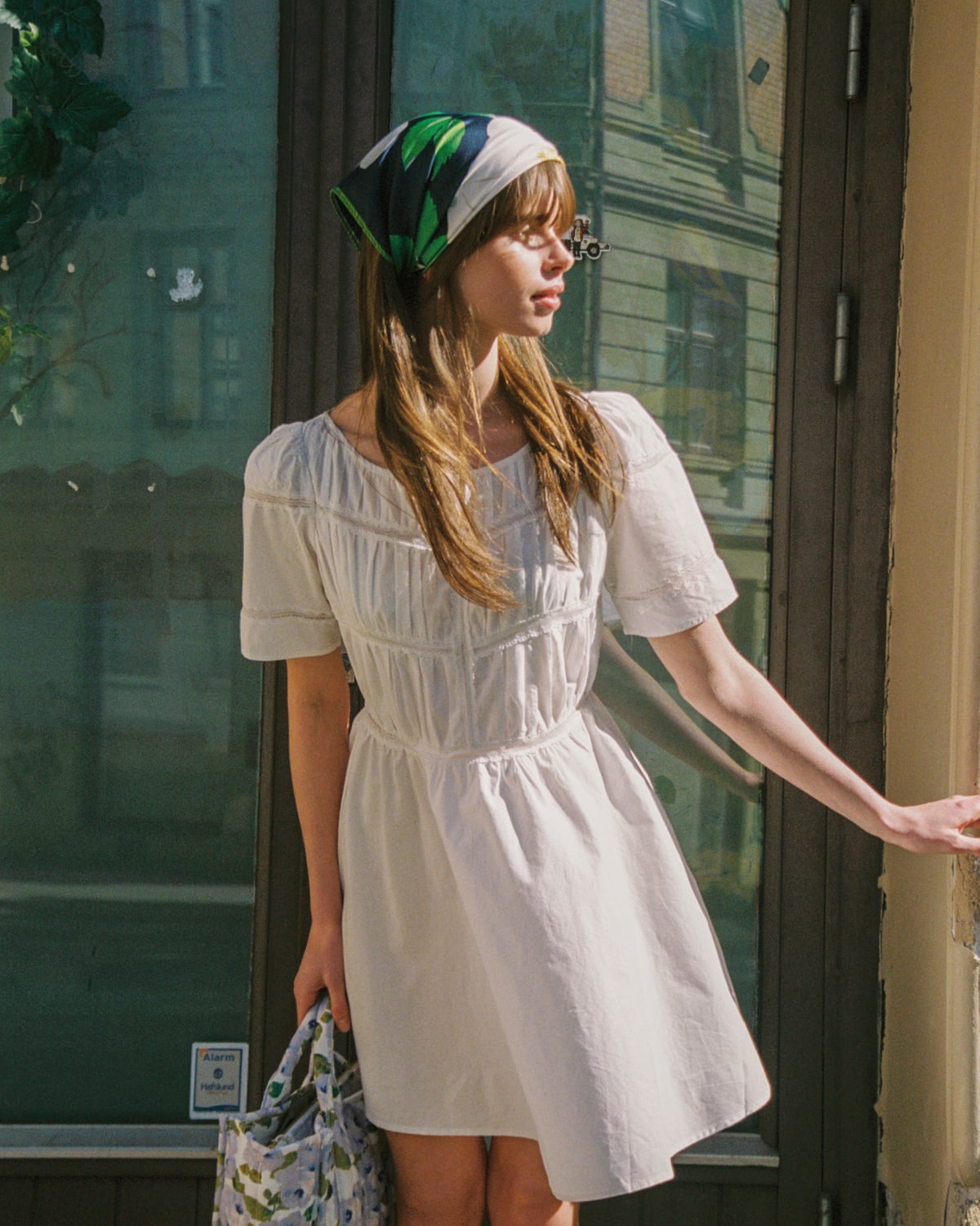 Poplin Decorated Dress, White. Image #2