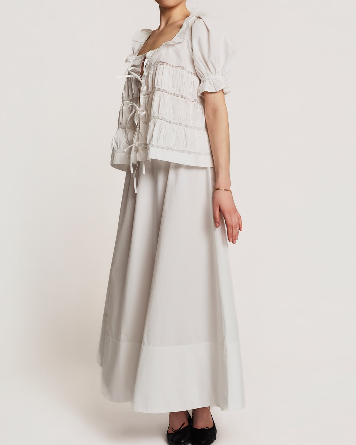 Poplin Maxi Skirt, White. Image #3