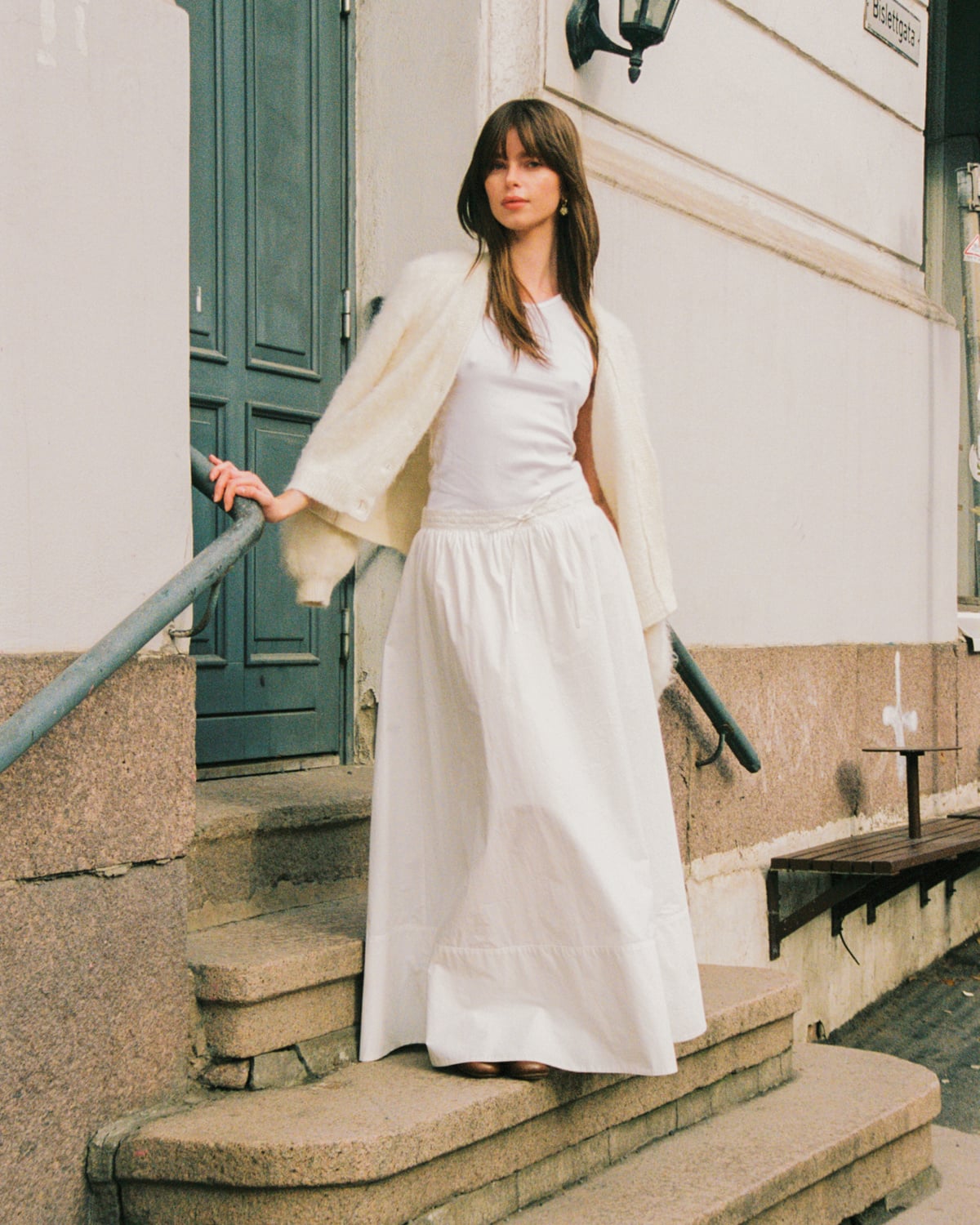 Poplin Maxi Skirt, White. Image #2