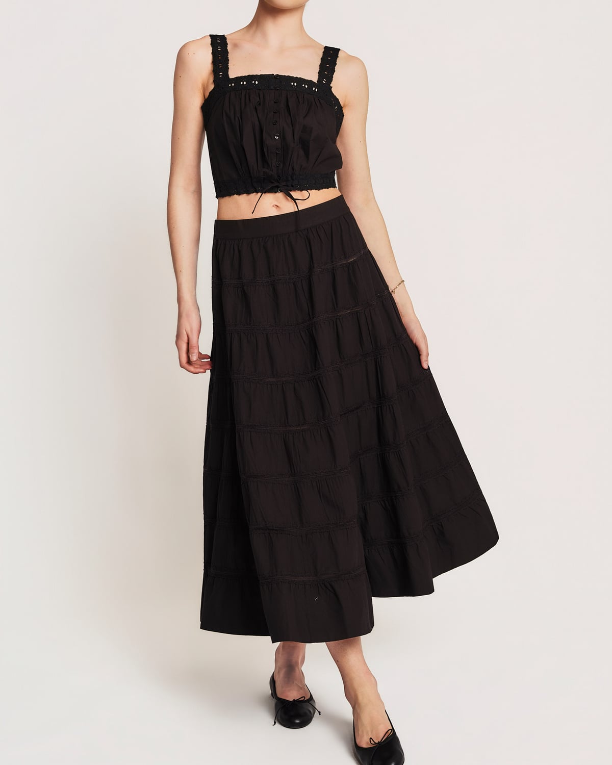 Poplin Strap Top, Black. Image #2