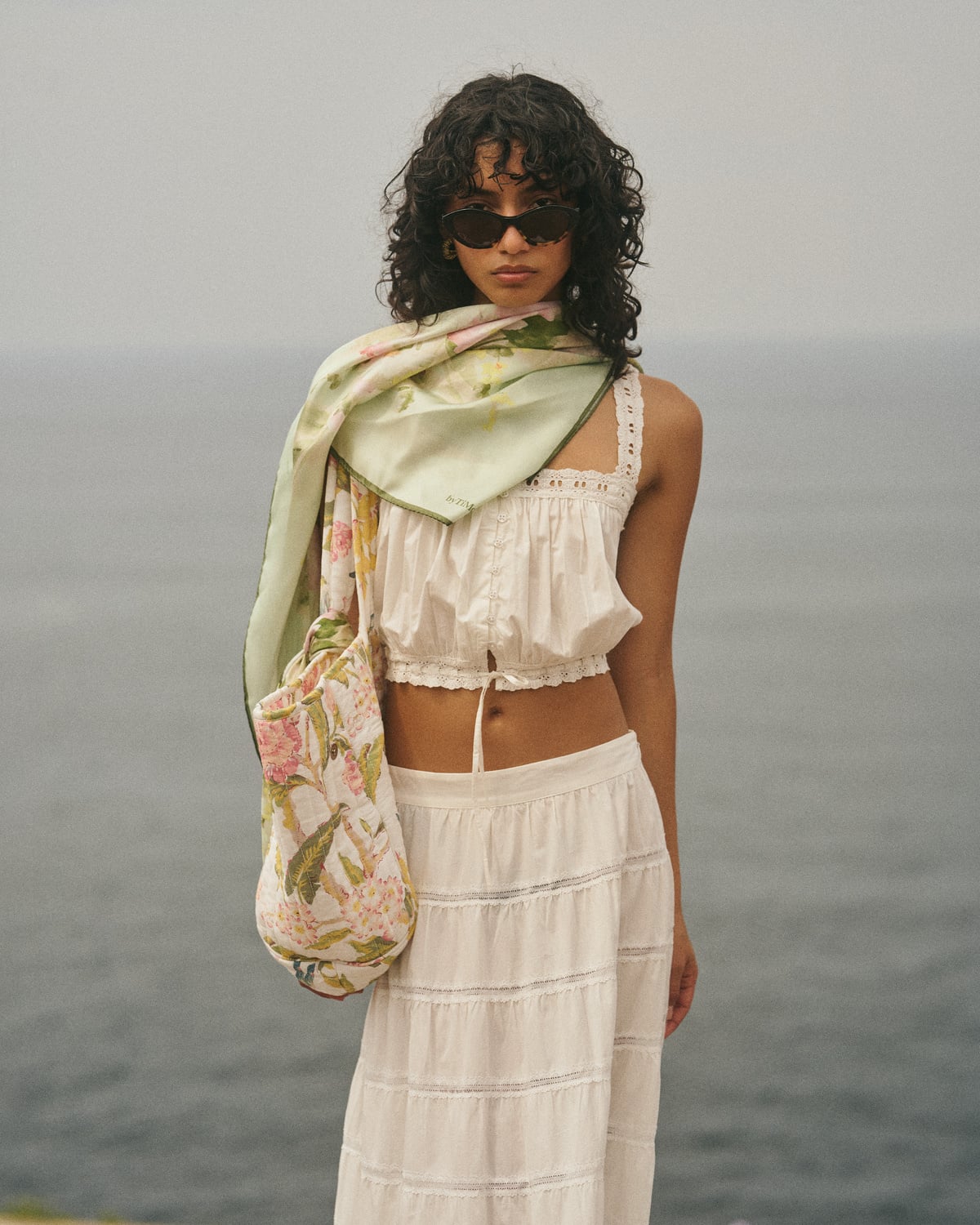 Poplin Strap Top, White. Image #2