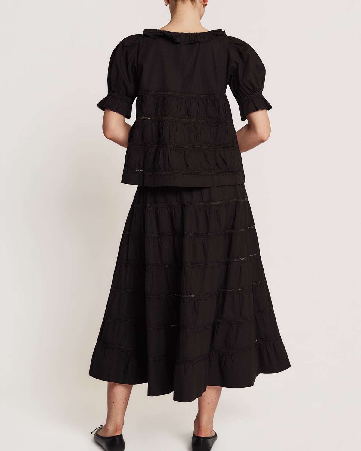 Poplin Bow Blouse, Black. Image #3