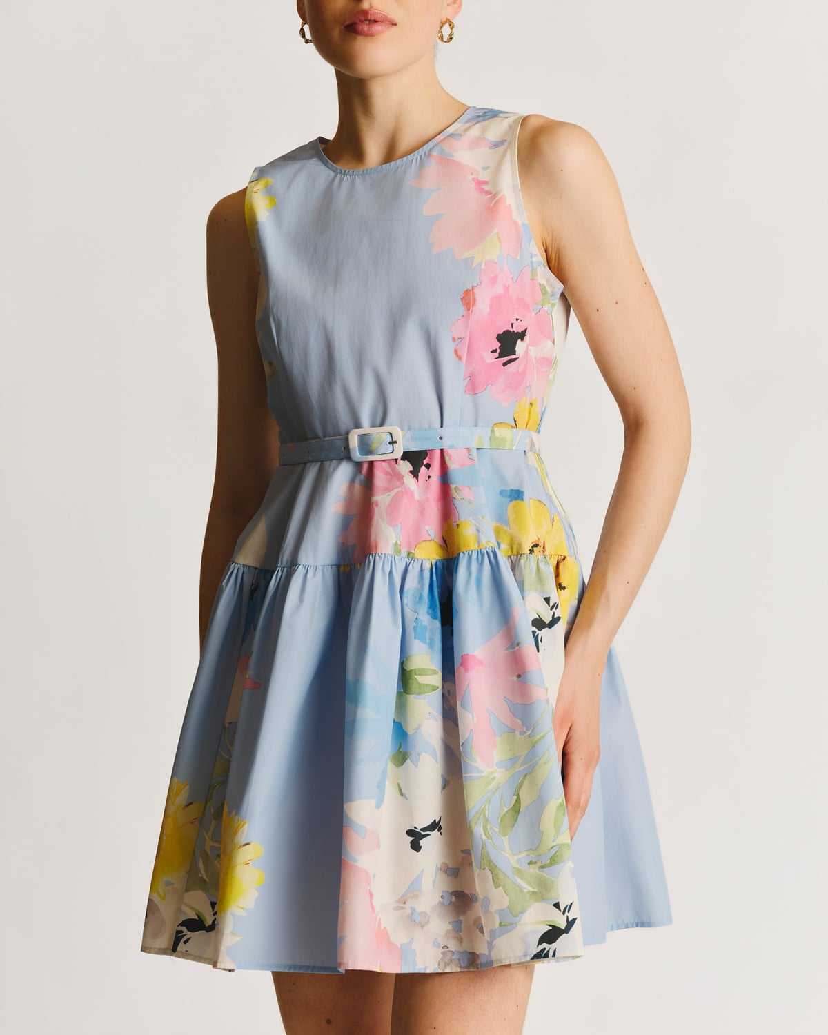 Cotton Taffeta Mini Dress, Sky Breeze. Image #2