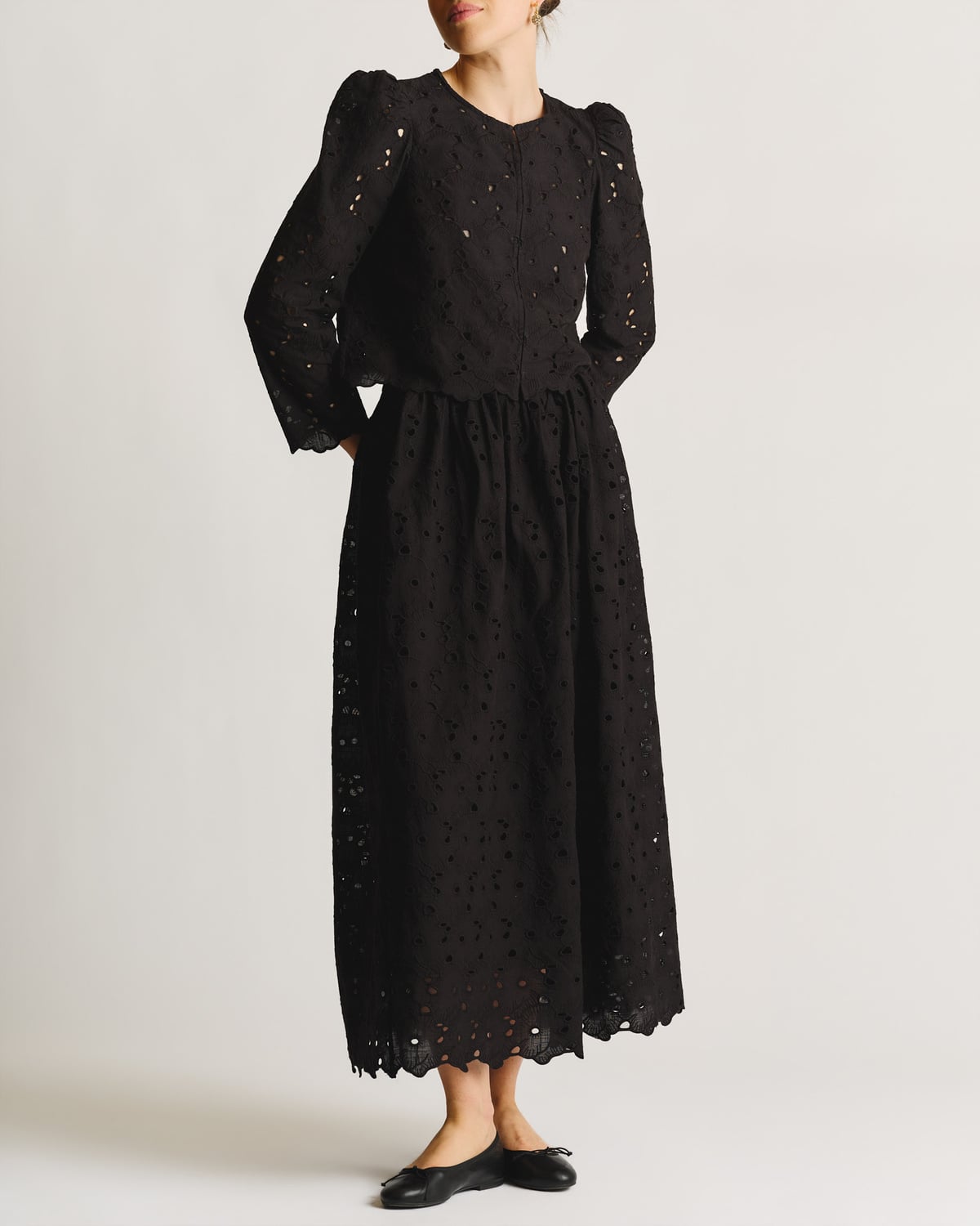 Broderie Anglaise Skirt, Black. Image #2