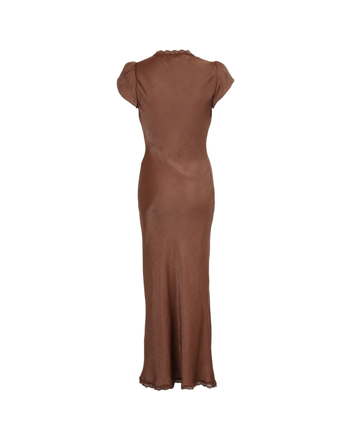 Shiny V-Neck Dress, Brown. Image #4