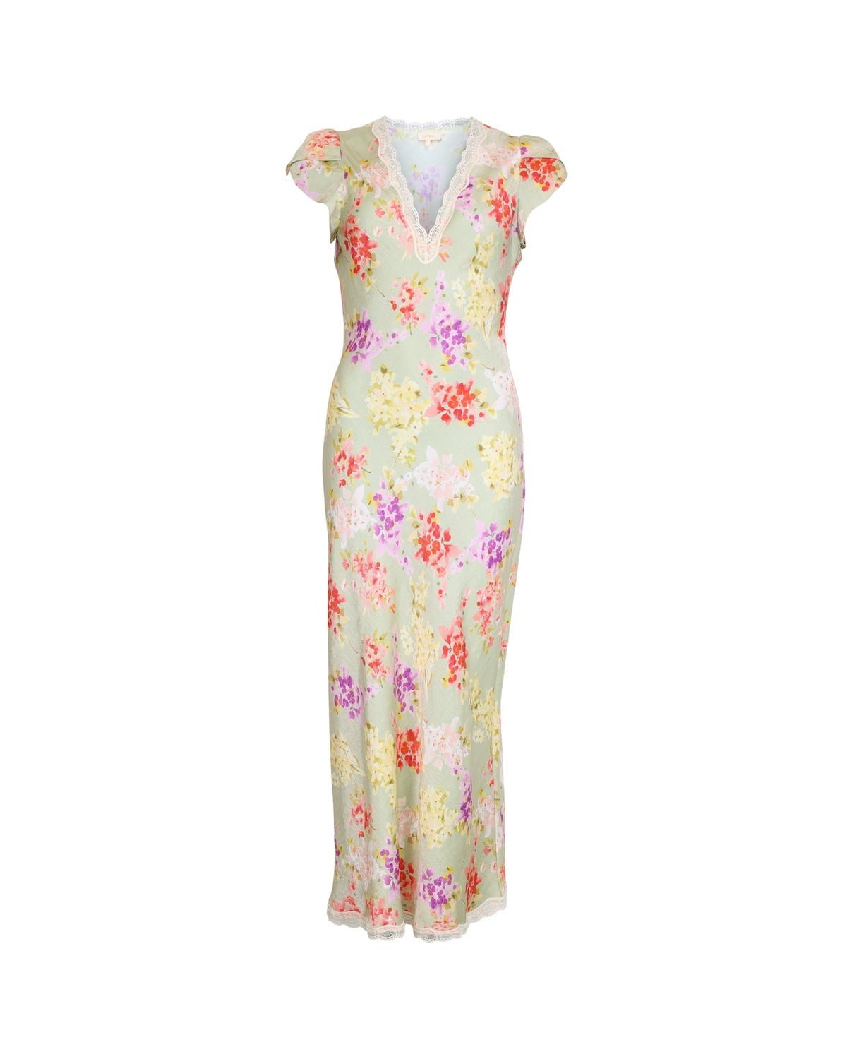 Shiny V-Neck Dress, Vintage Bouquet. Image #4