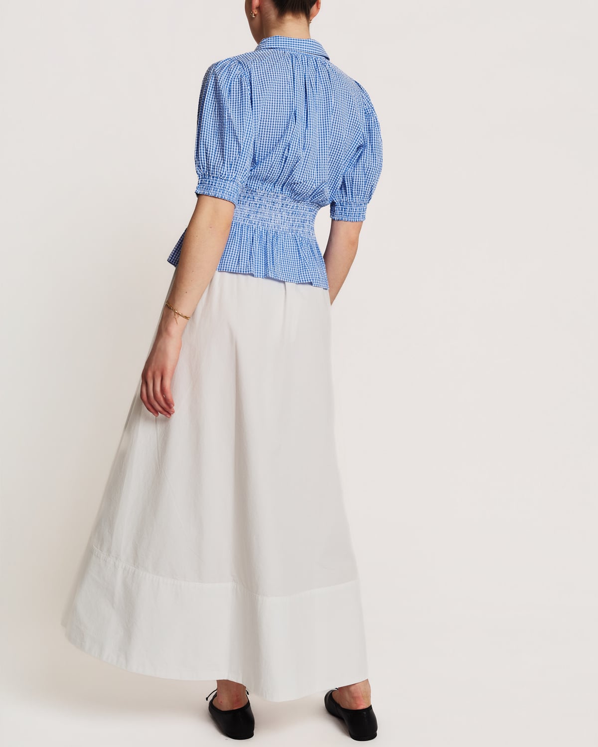 Seersucker Smocking Blouse, Blue Checks. Image #3