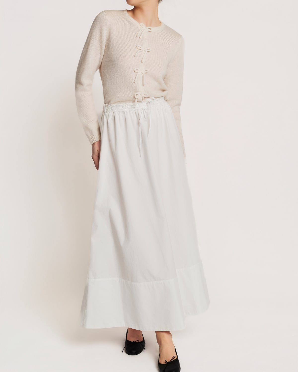 Summer Knit Bow Jacket, Off White. Image #3