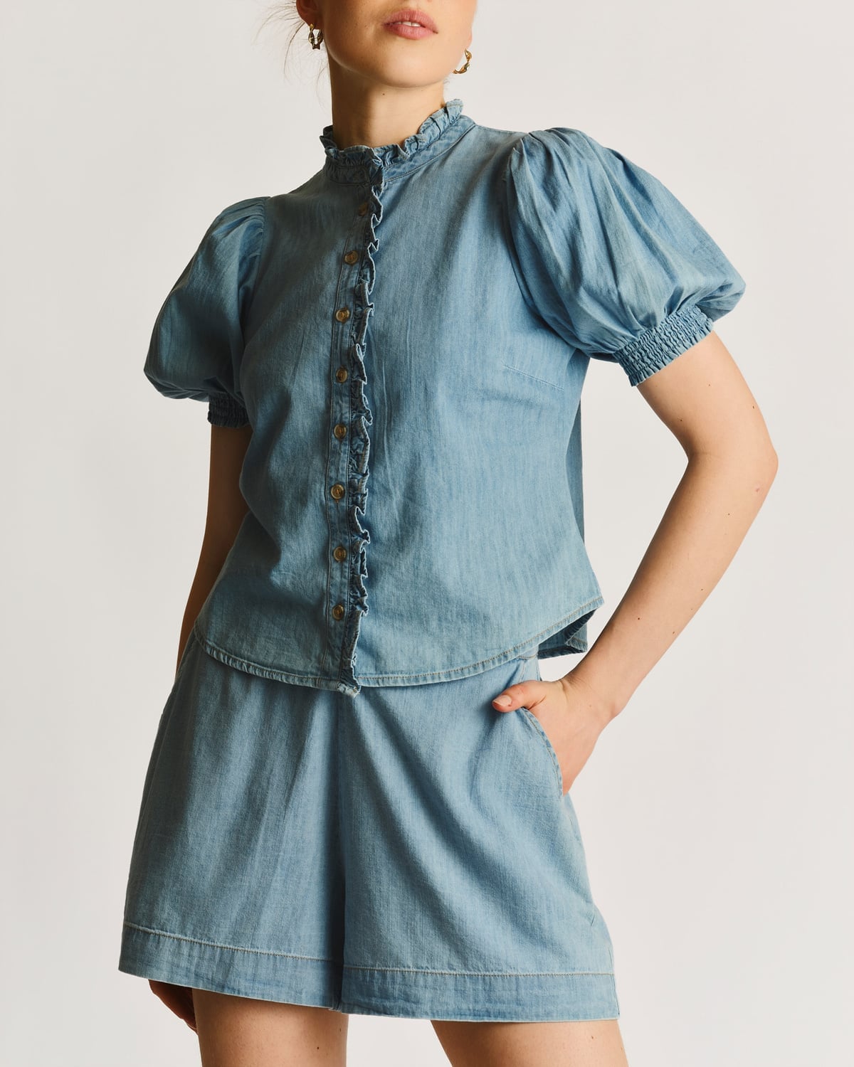 Denim Blouse, Light Blue. Image #3