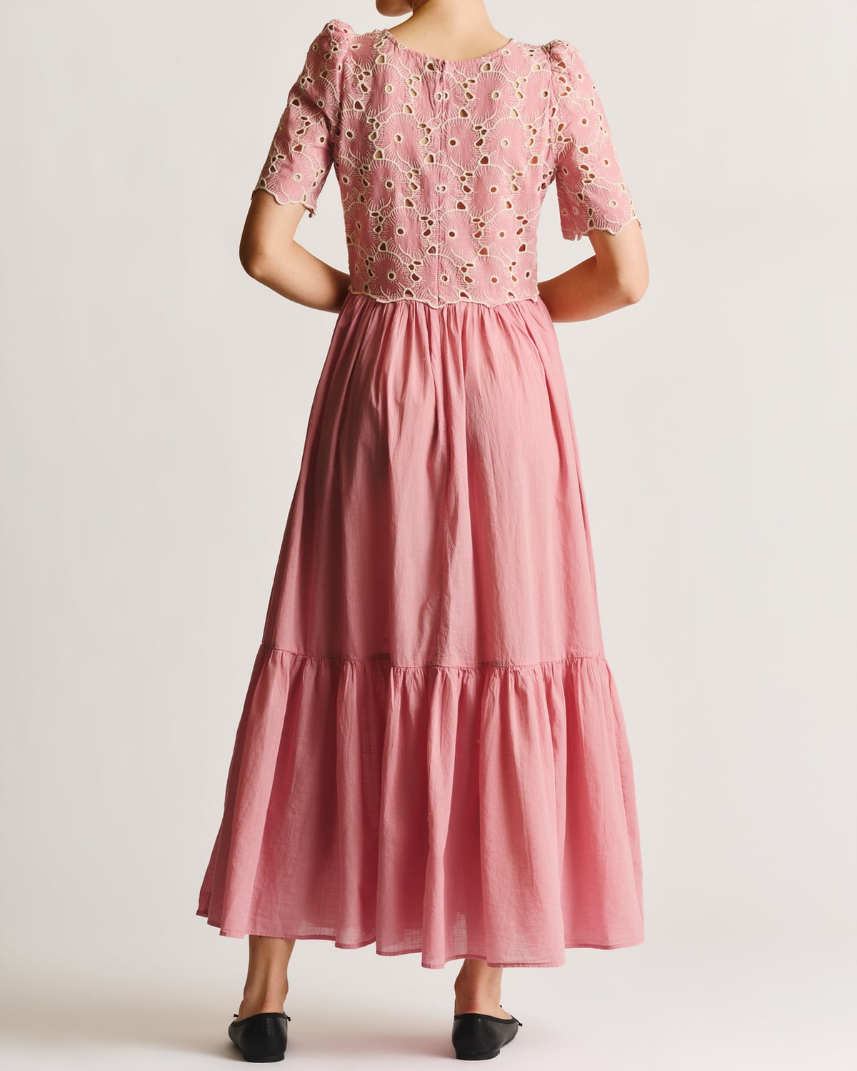 Broderie Anglaise Maxi Dress, Rose Pink. Image #4