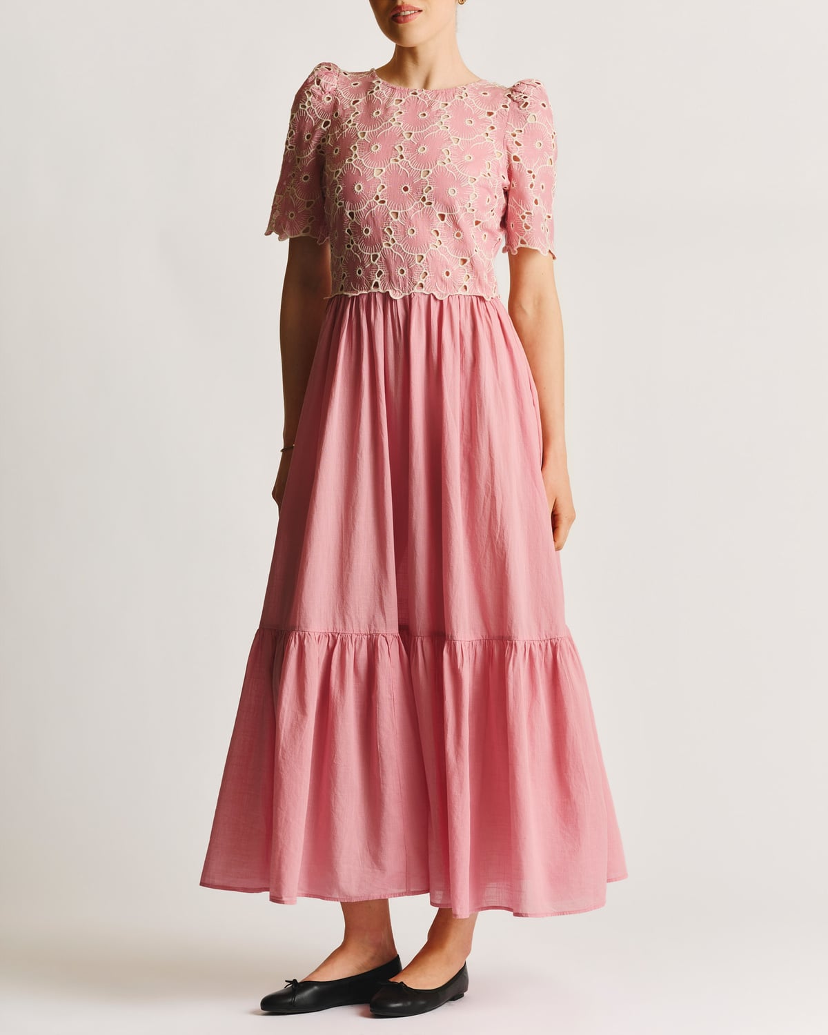 Broderie Anglaise Maxi Dress, Rose Pink. Image #3