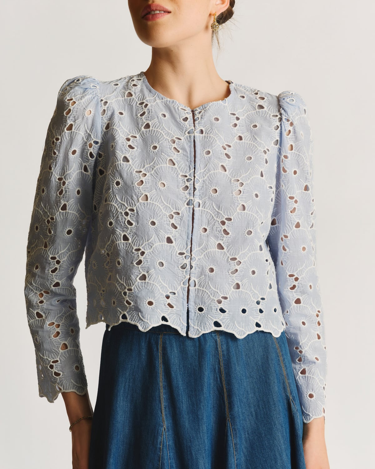 Broderie Anglaise Jacket, Light Blue. Image #3
