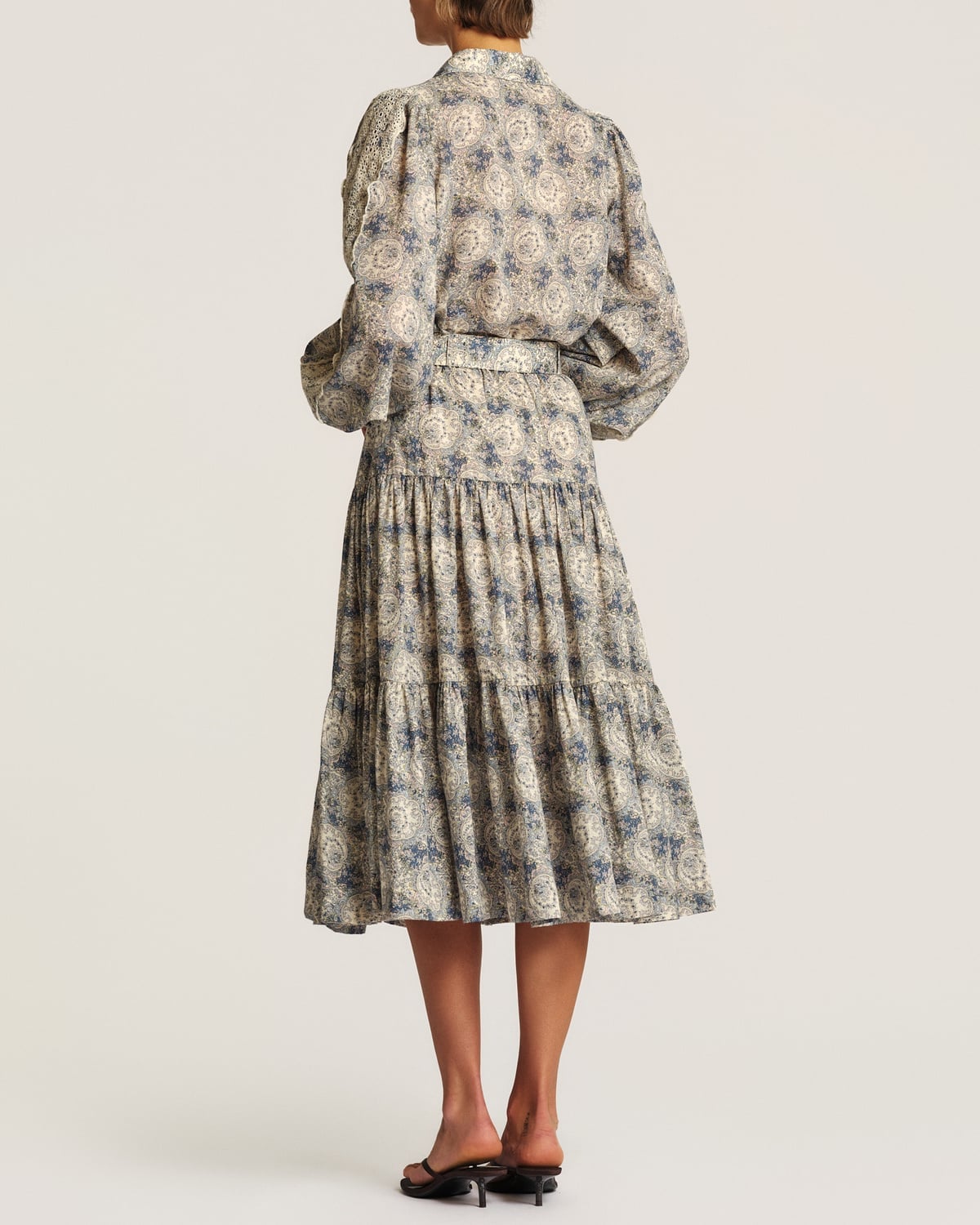 Cotton Slub Midi Skirt, Blue Paisley. Image #4
