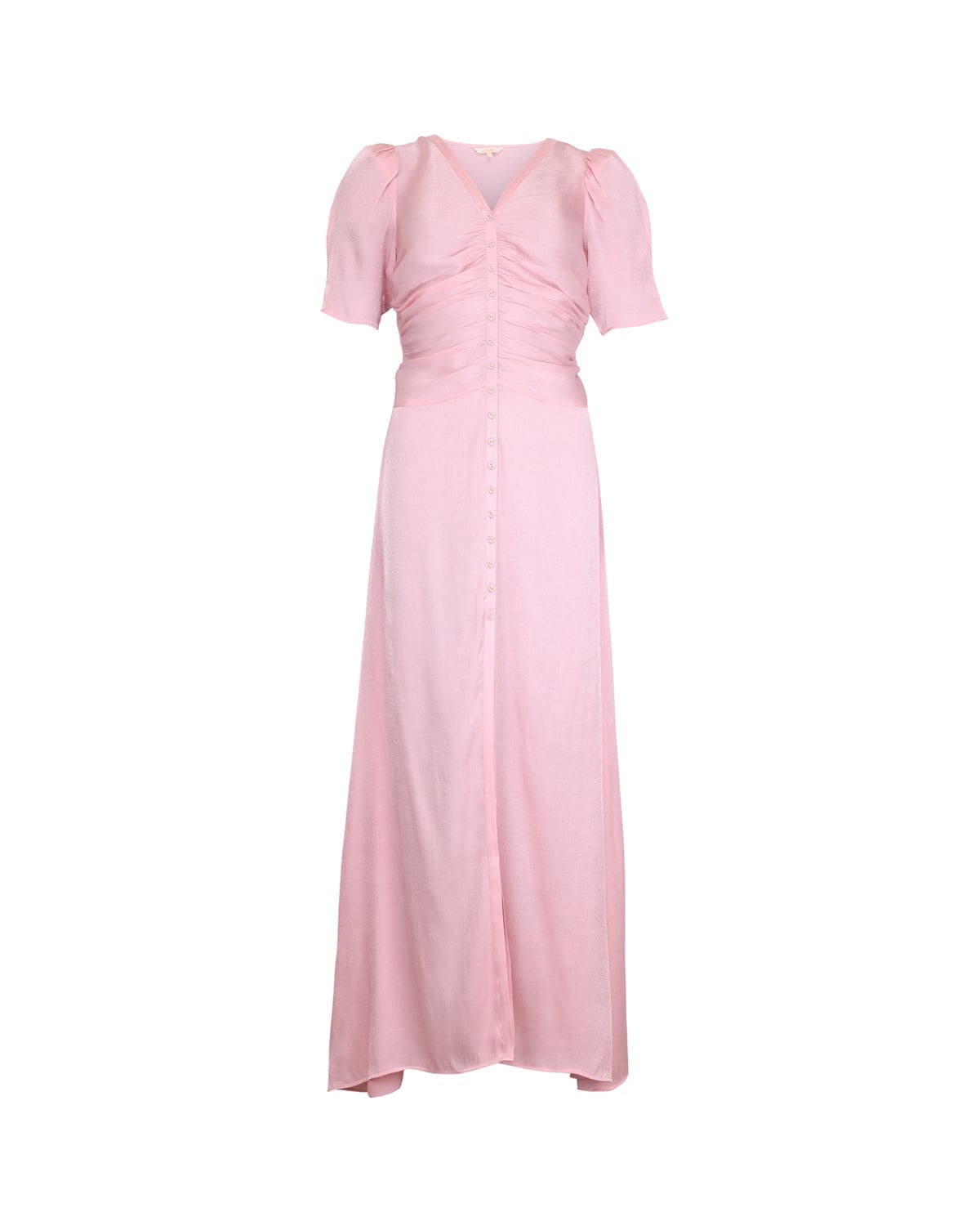 Shiny Button-Down Dress, Dusty Pink. Image #1