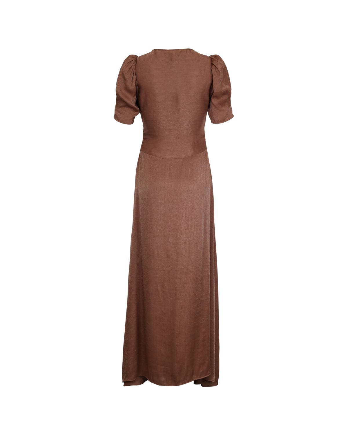 Shiny Button-Down Dress, Brown. Image #2