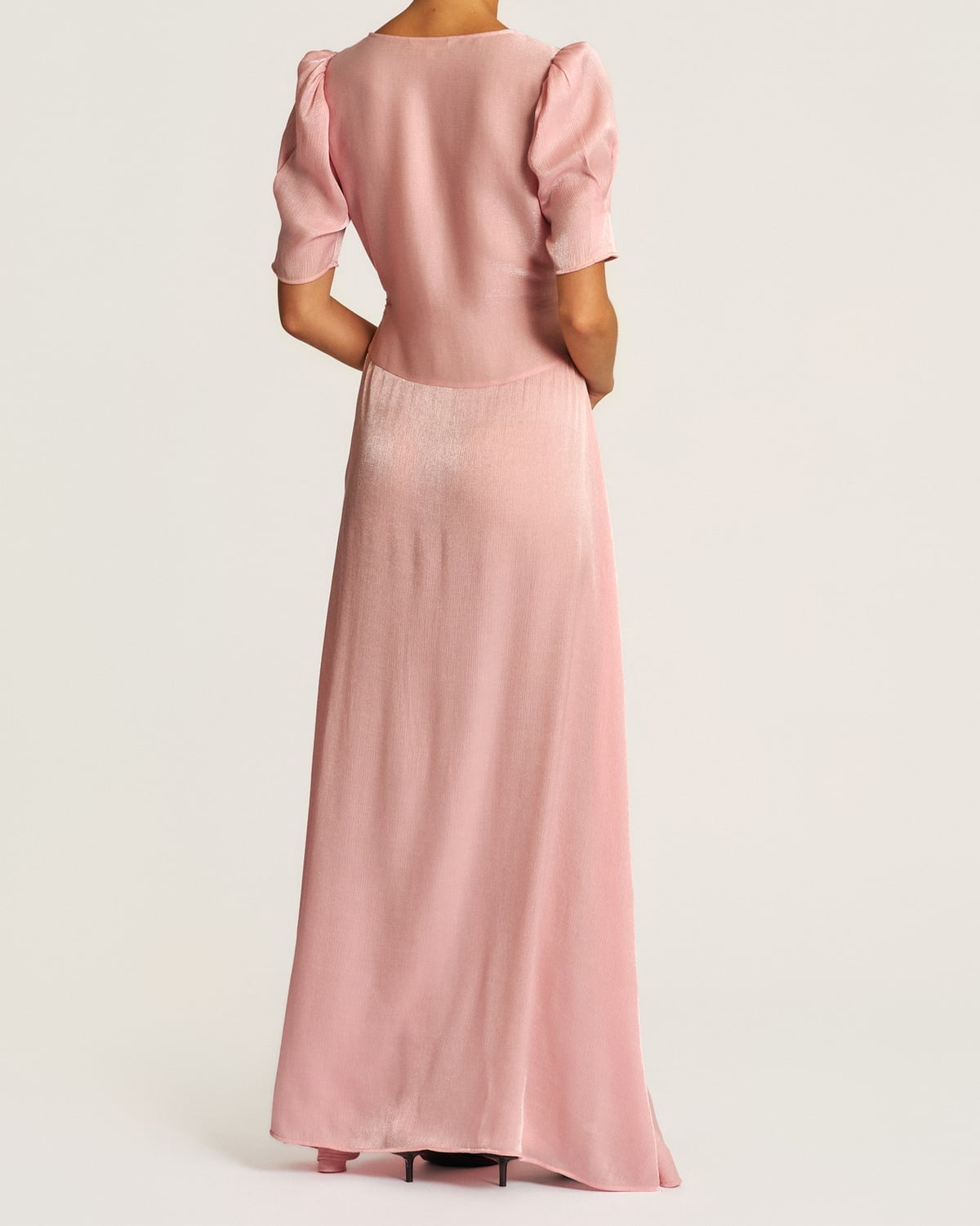 Shiny Button-Down Dress, Dusty Pink. Image #3
