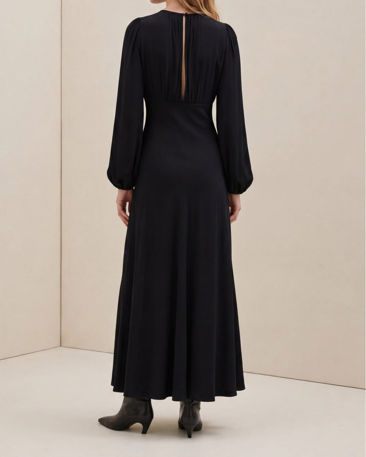 Viscose Maxi Dress, Black. Image #3